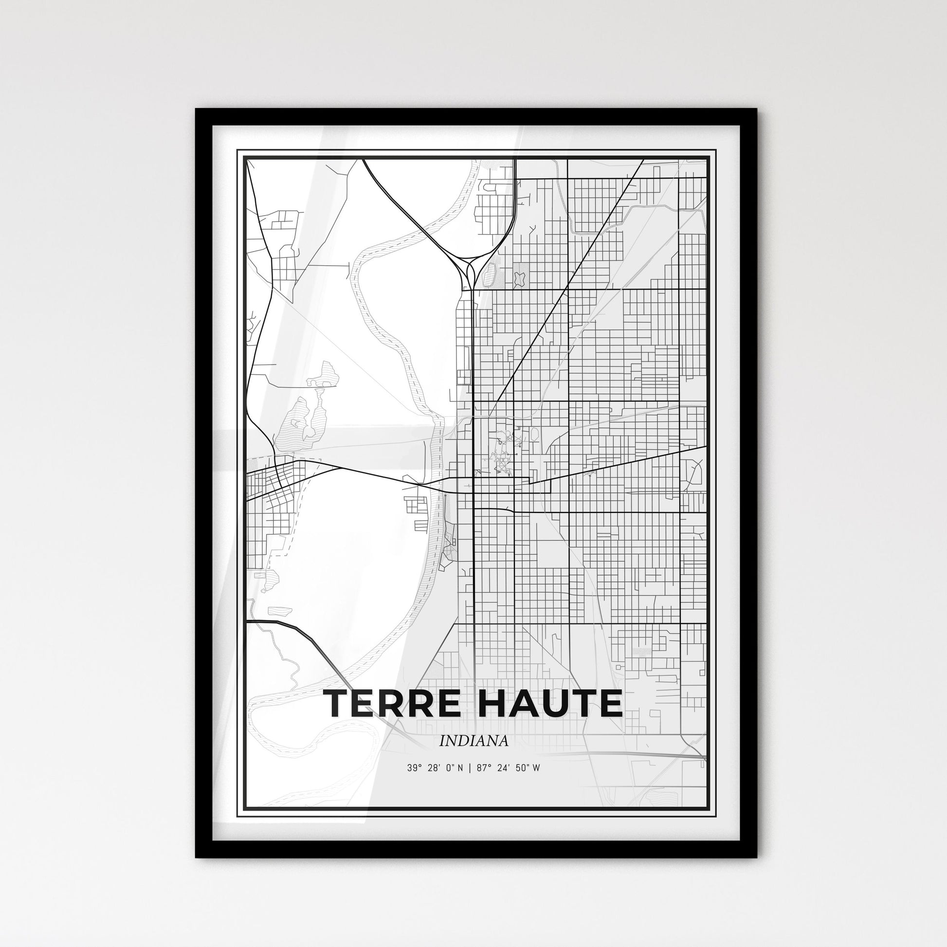 Terre Haute Indiana - Scandinavian Style City Map for Modern Home Decor