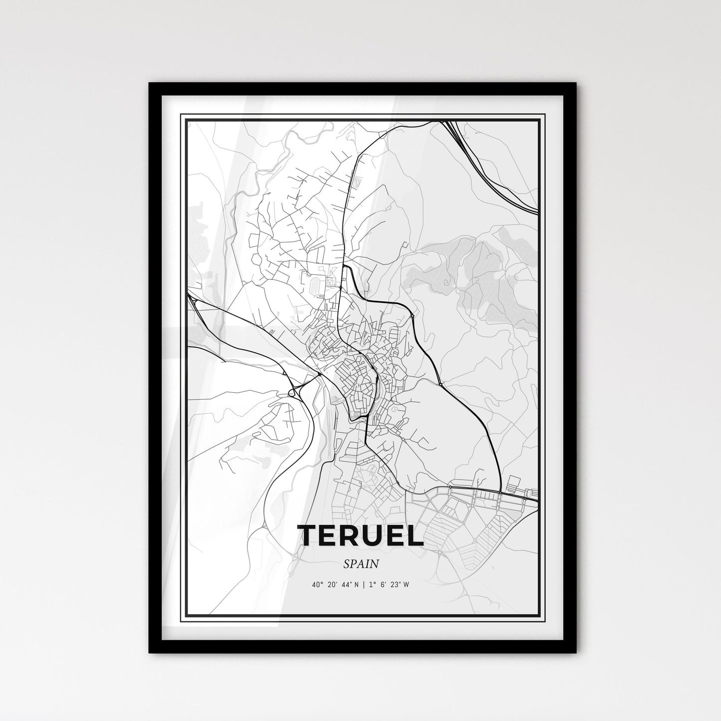 Teruel Spain - Scandinavian Style City Map for Modern Home Decor