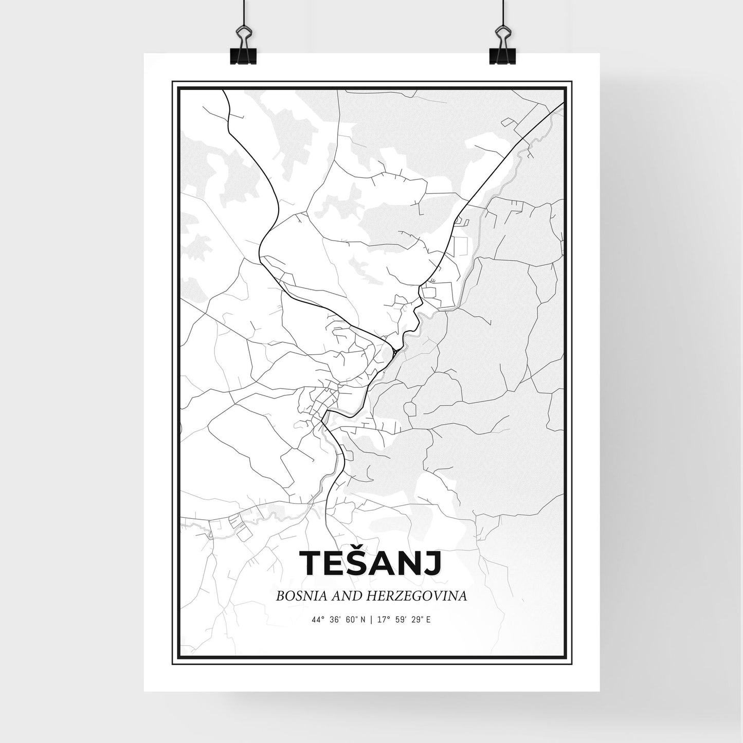 Tešanj Bosnia and Herzegovina - Premium City Map Poster