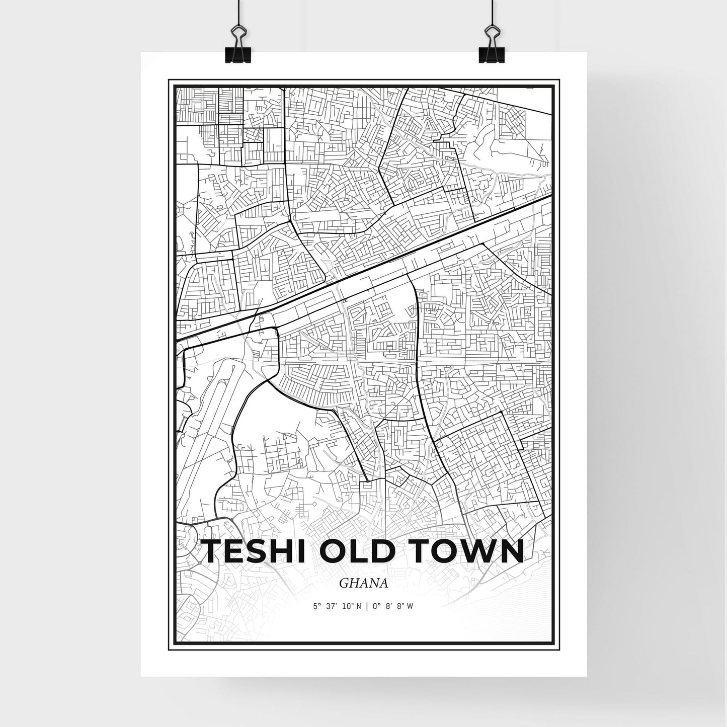 Teshi Old Town Ghana - Premium City Map Poster