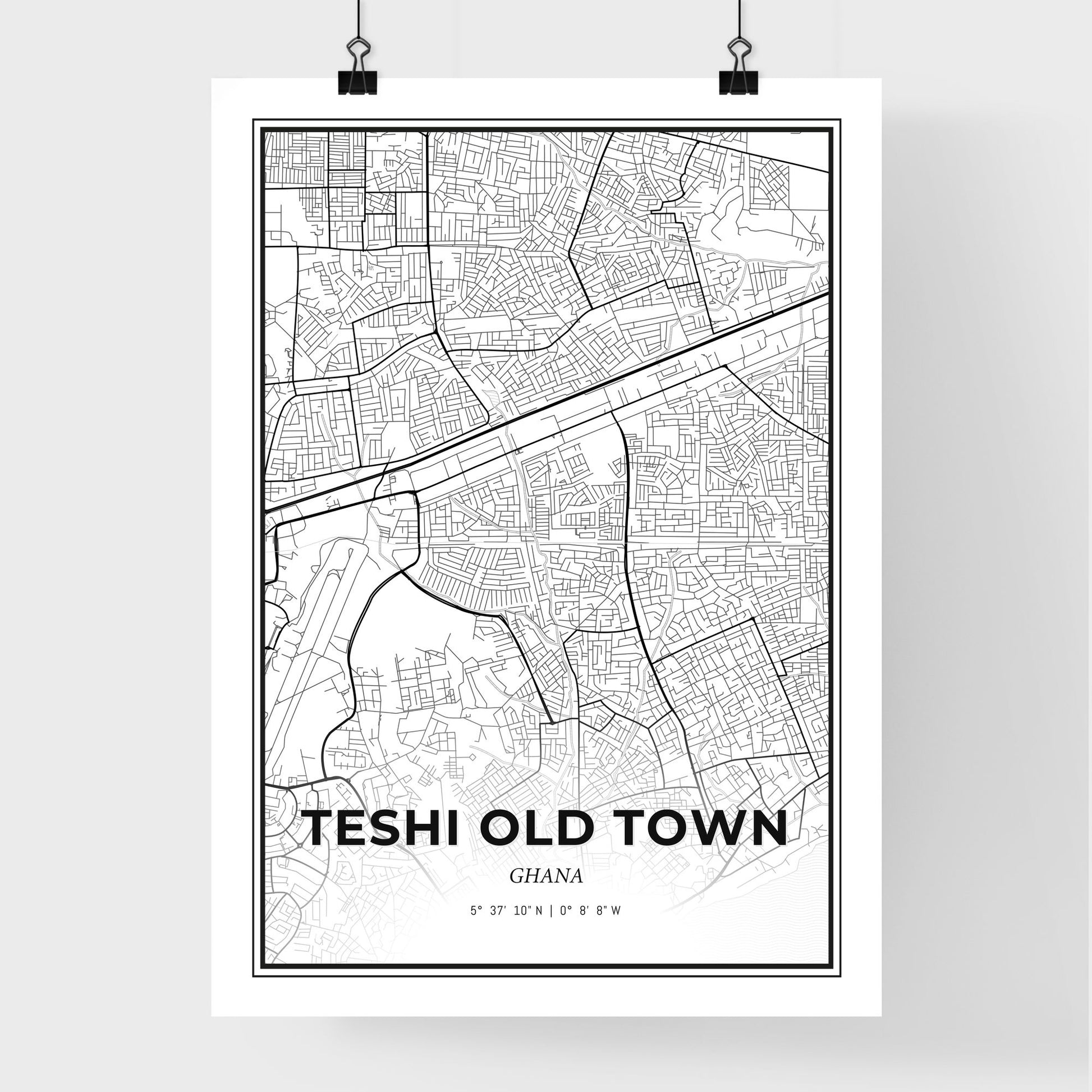 Teshi Old Town Ghana - Premium City Map Poster