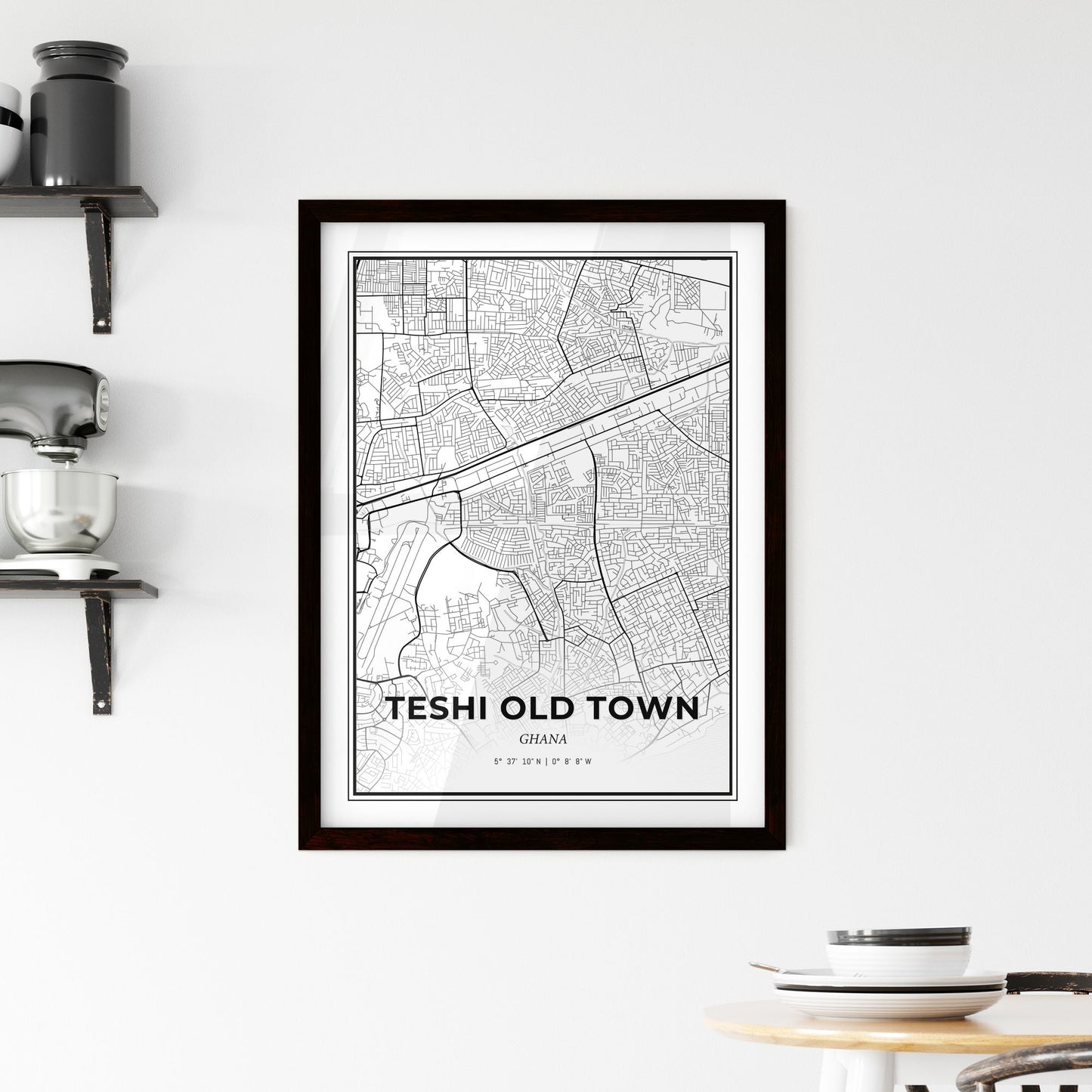 Teshi Old Town Ghana - Minimal City Map