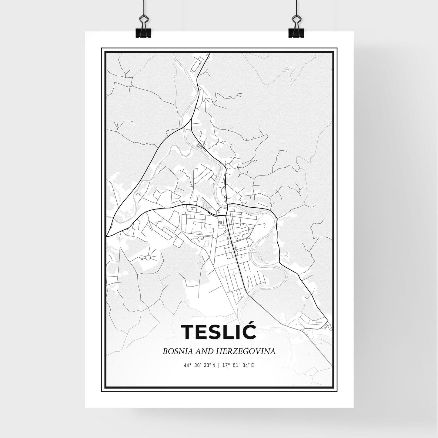 Teslić Bosnia and Herzegovina - Premium City Map Poster