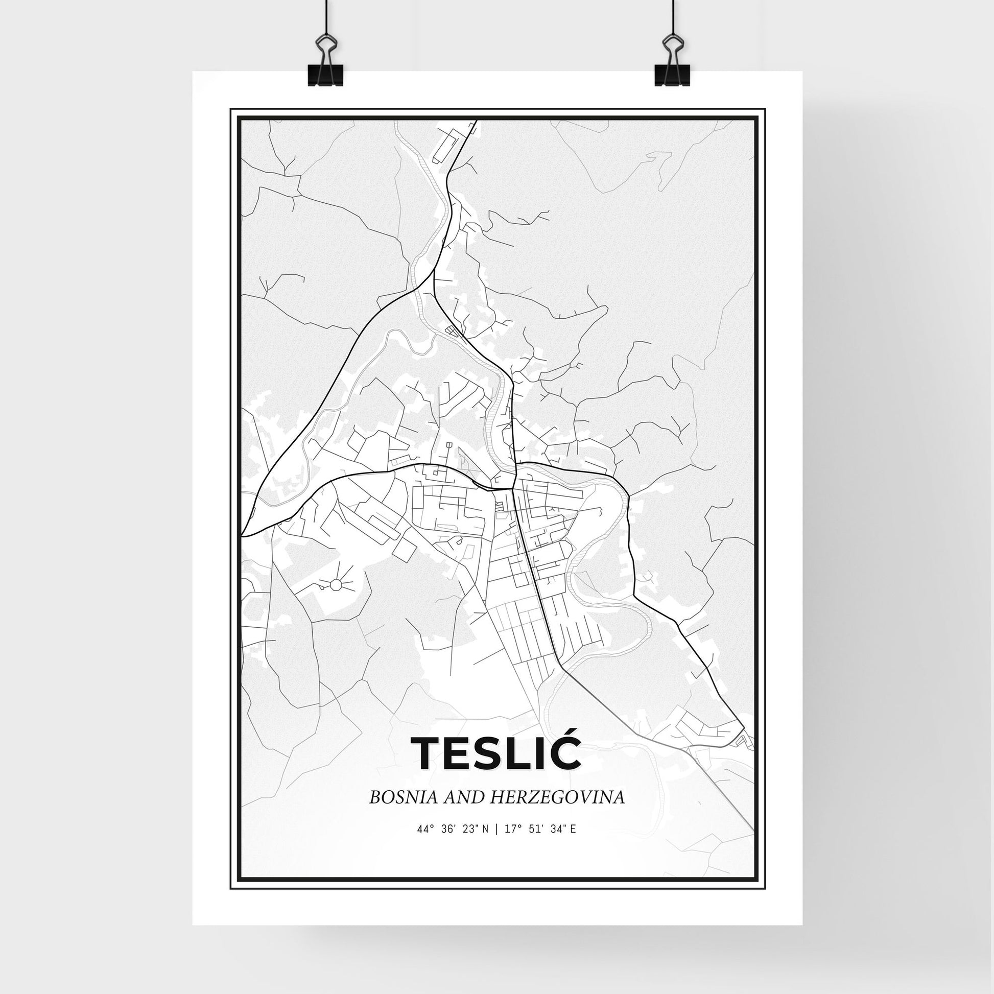 Teslić Bosnia and Herzegovina - Premium City Map Poster