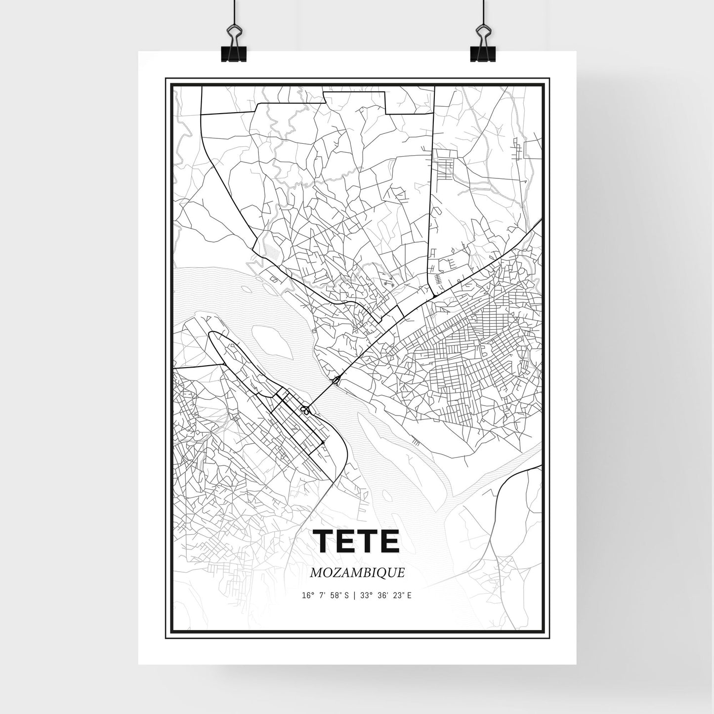 Tete Mozambique - Premium City Map Poster