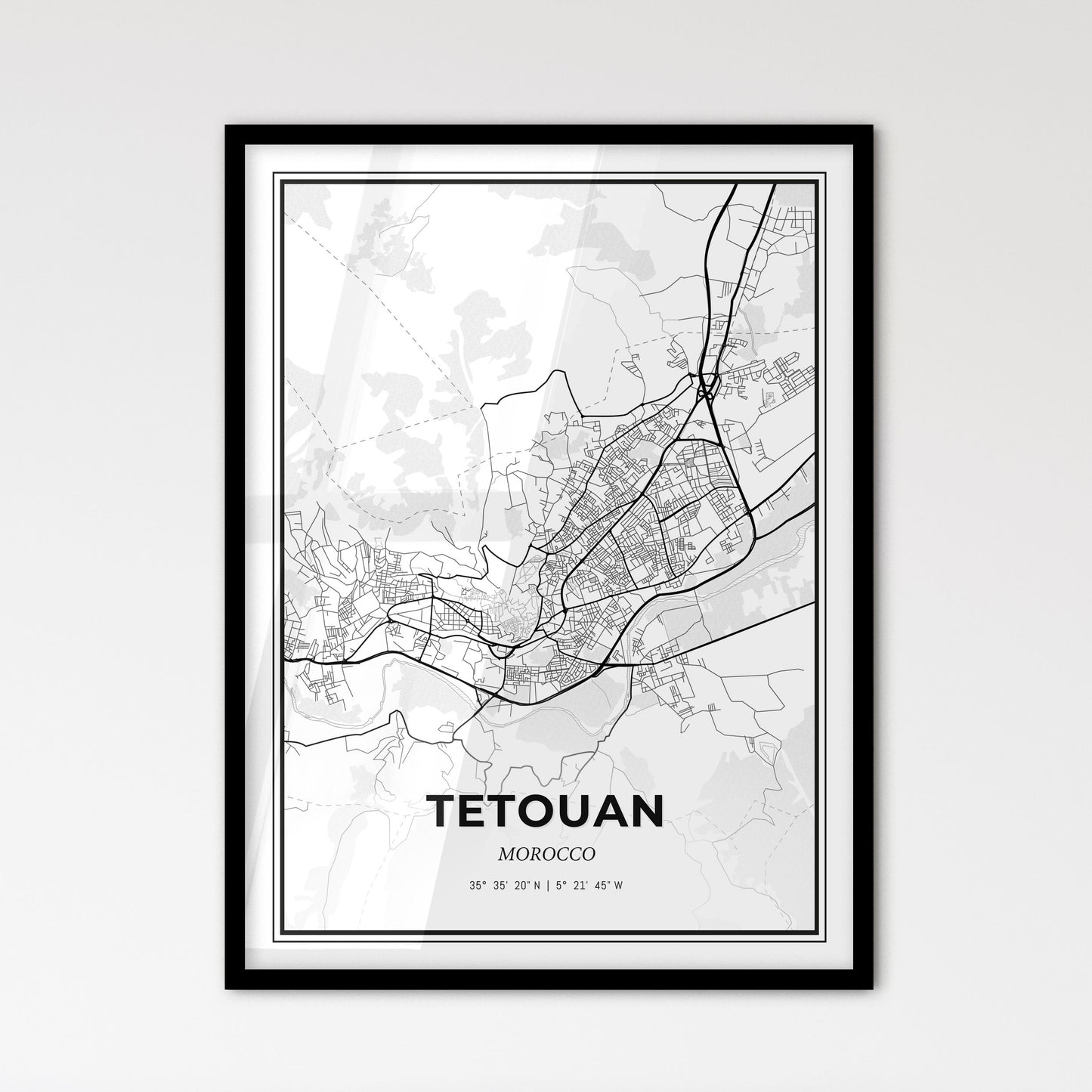 Tetouan Morocco - Scandinavian Style City Map for Modern Home Decor