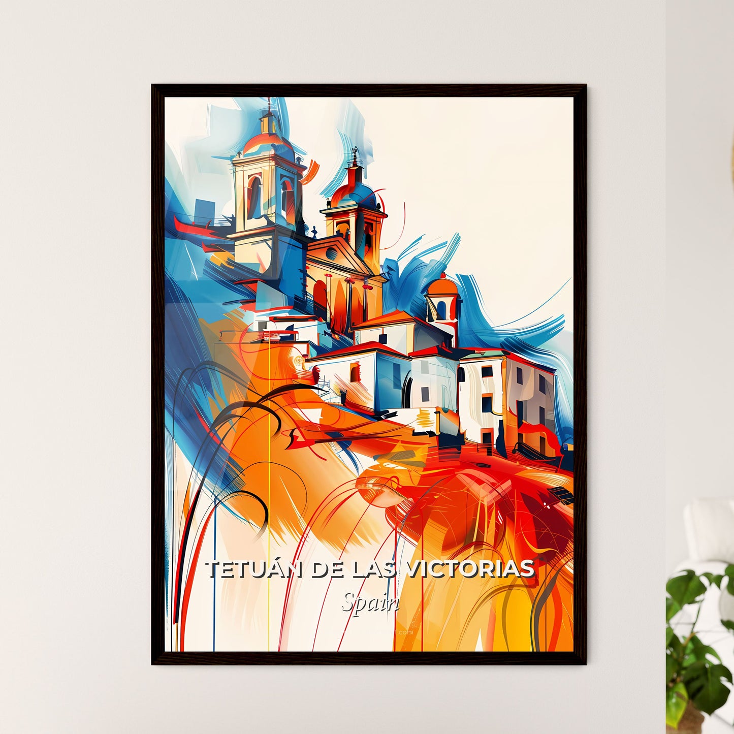 Vibrant Tetuán De Las Victorias, Spain - A Painting Of A Building On A Hill