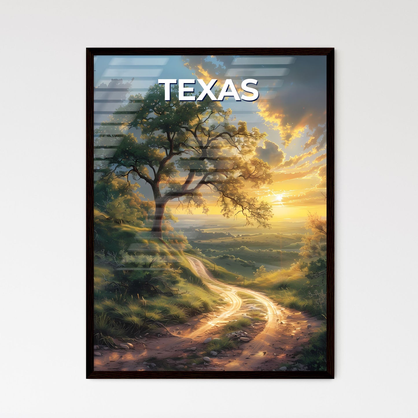 Texas Lone Tree Landscape Painting Dirt Road Vibrant Colors Art Decor