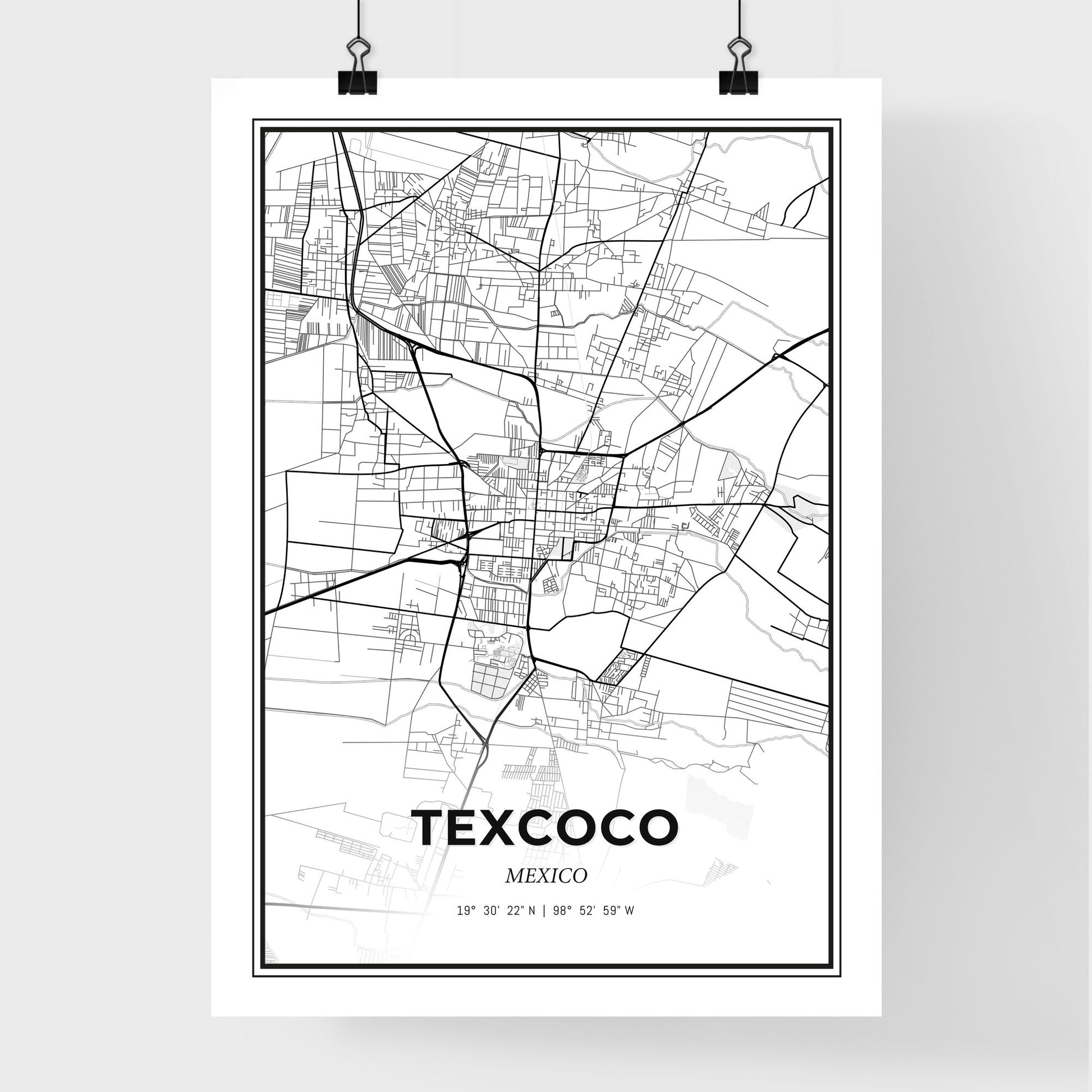 Texcoco Mexico - Premium City Map Poster