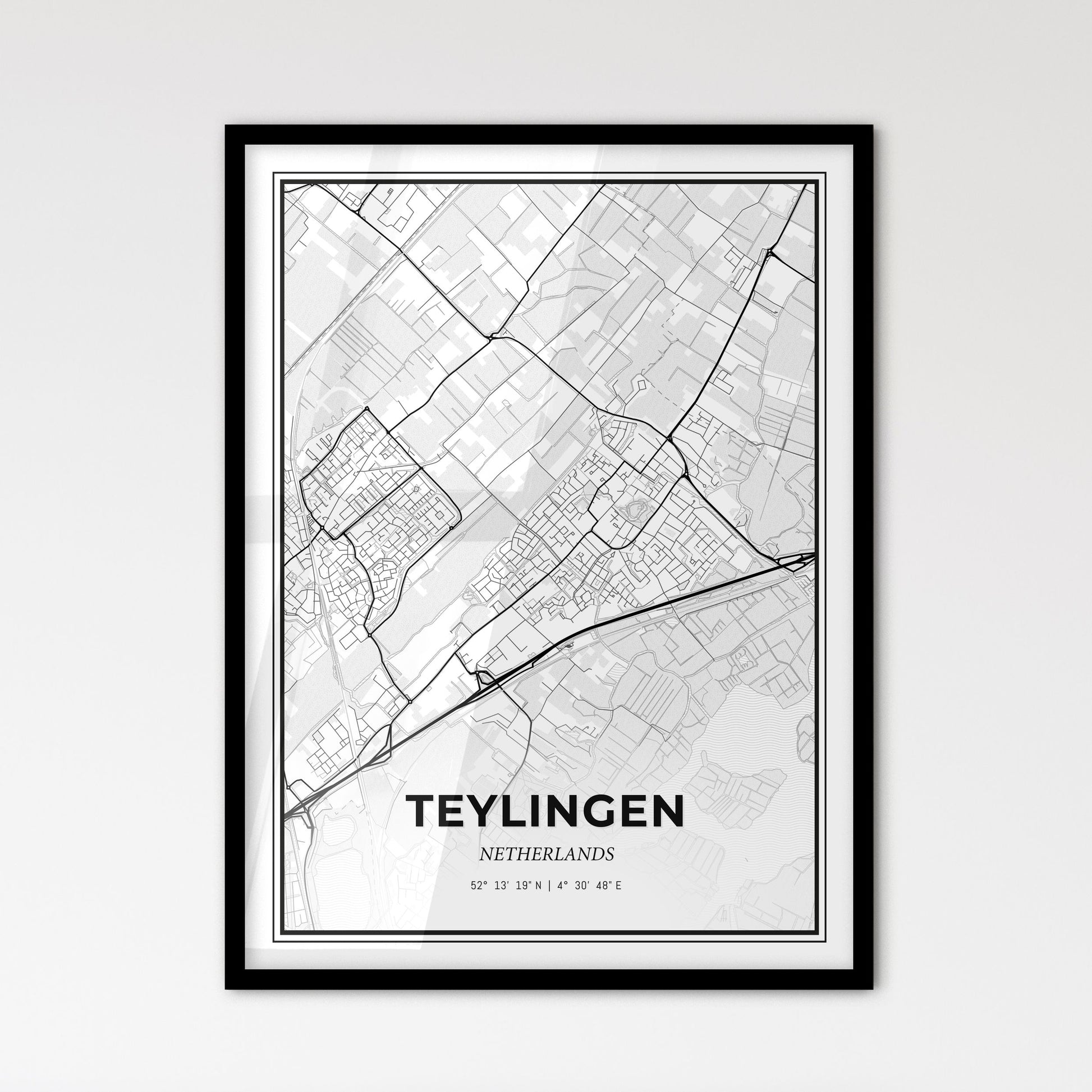  Teylingen Netherlands - Scandinavian Style City Map for Modern Home Decor