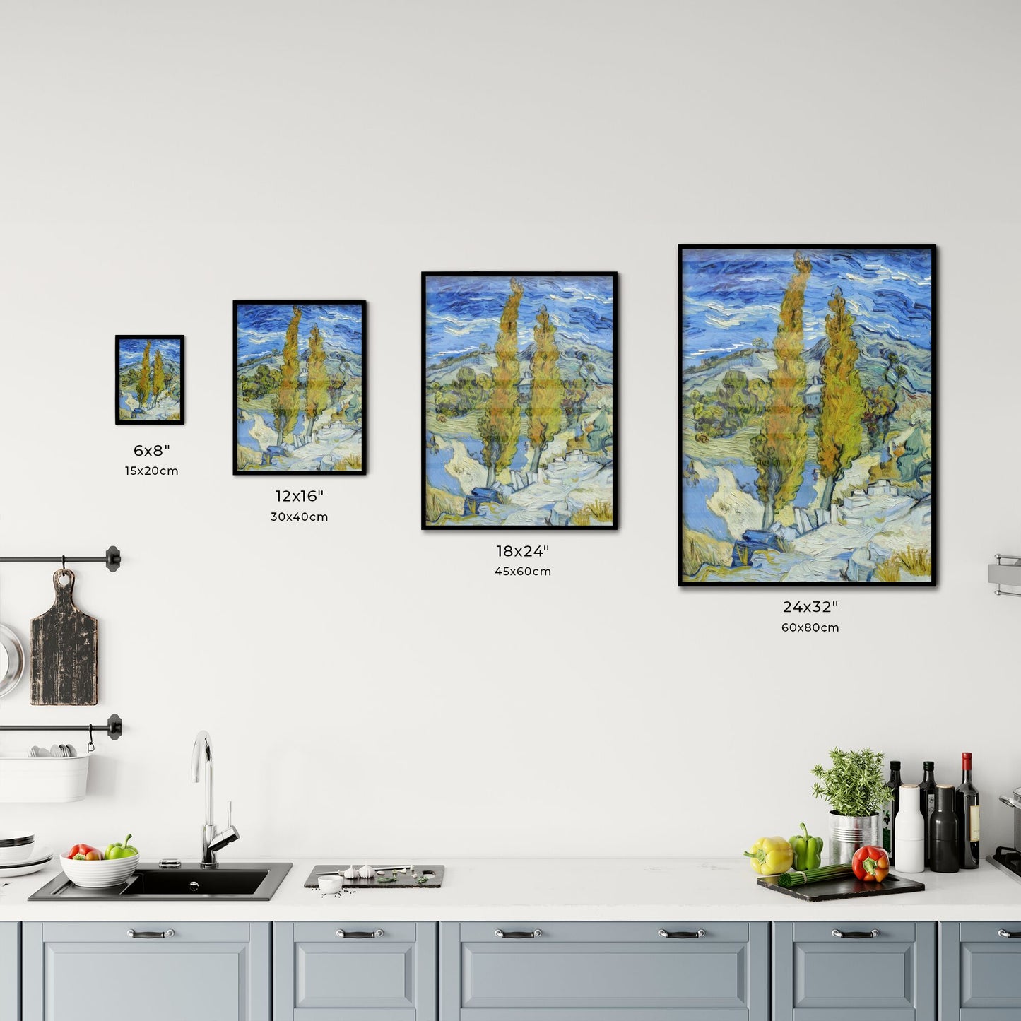 The Poplars at Saint-Rémy by Vincent van Gogh Size Chart