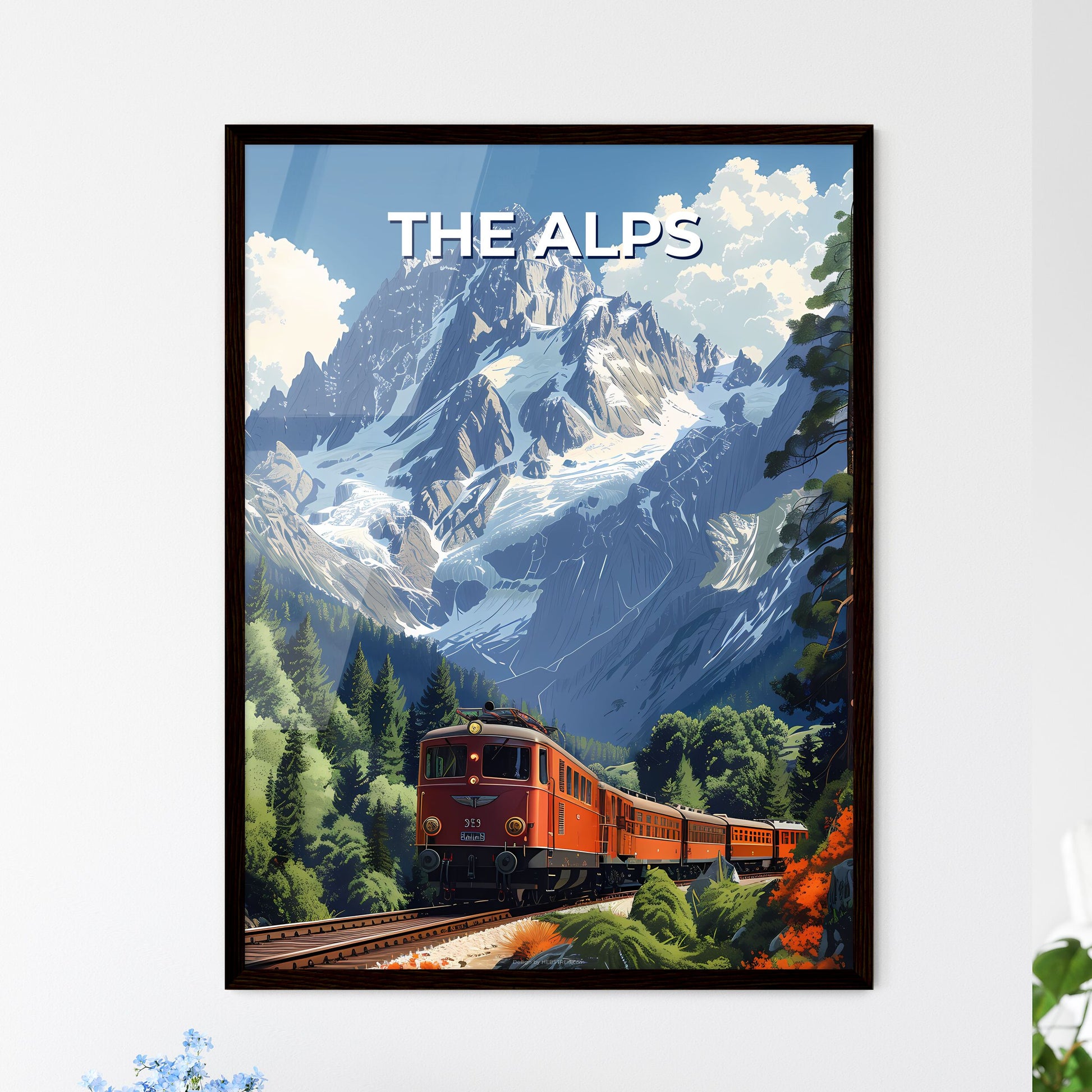Alps Painting Train Mountains Landscape Europe Artwork