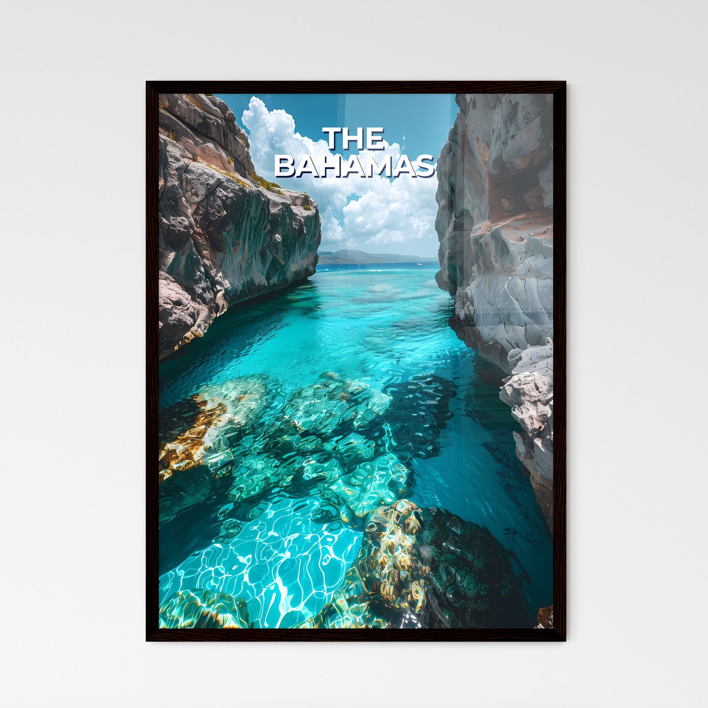 Vibrant Blue Waterscape Painting of Tranquil - Framed Art Print