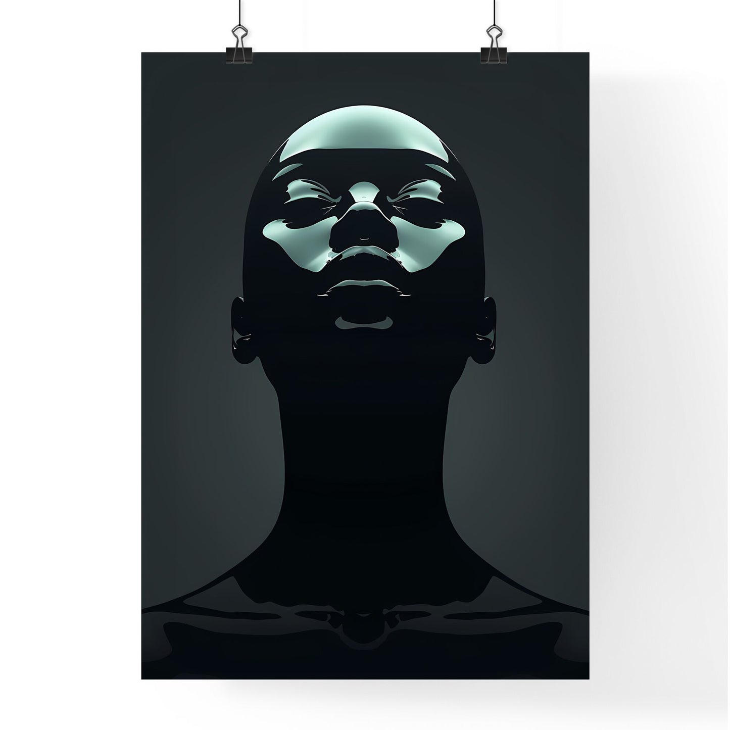 Vibrant Silhouette Painting: Outline of Woman's Head on Black Background Default Title