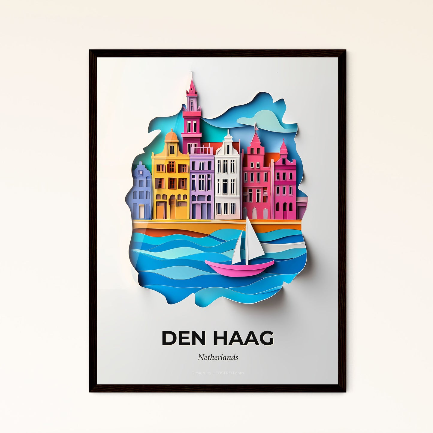 Vivid The Hague, Netherlands - a paper cut of a city with a sailboat