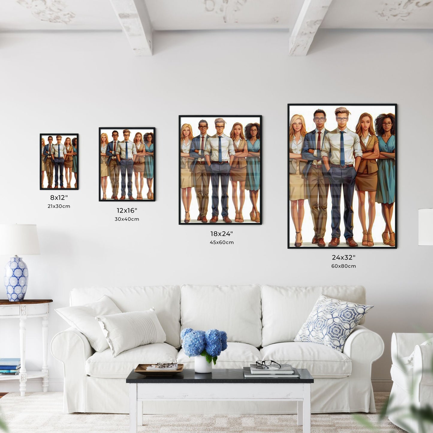 Vibrant Artistic Painting Depicting a Group of Individuals in a Workplace Setting Default Title