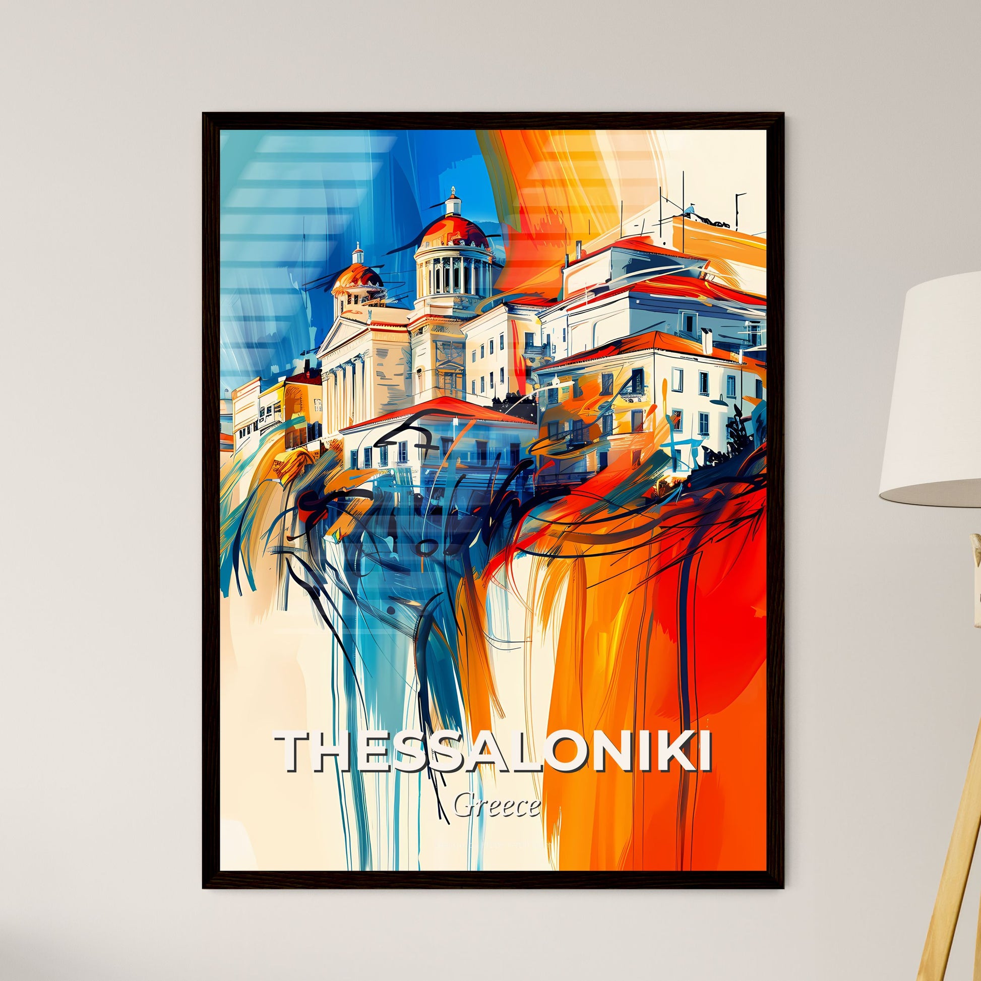 Vibrant  Thessaloniki, Greece - A Painting Of A Building