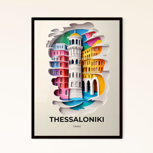 Vivid  Thessaloniki, Greece - a paper cut of a building with a clock tower