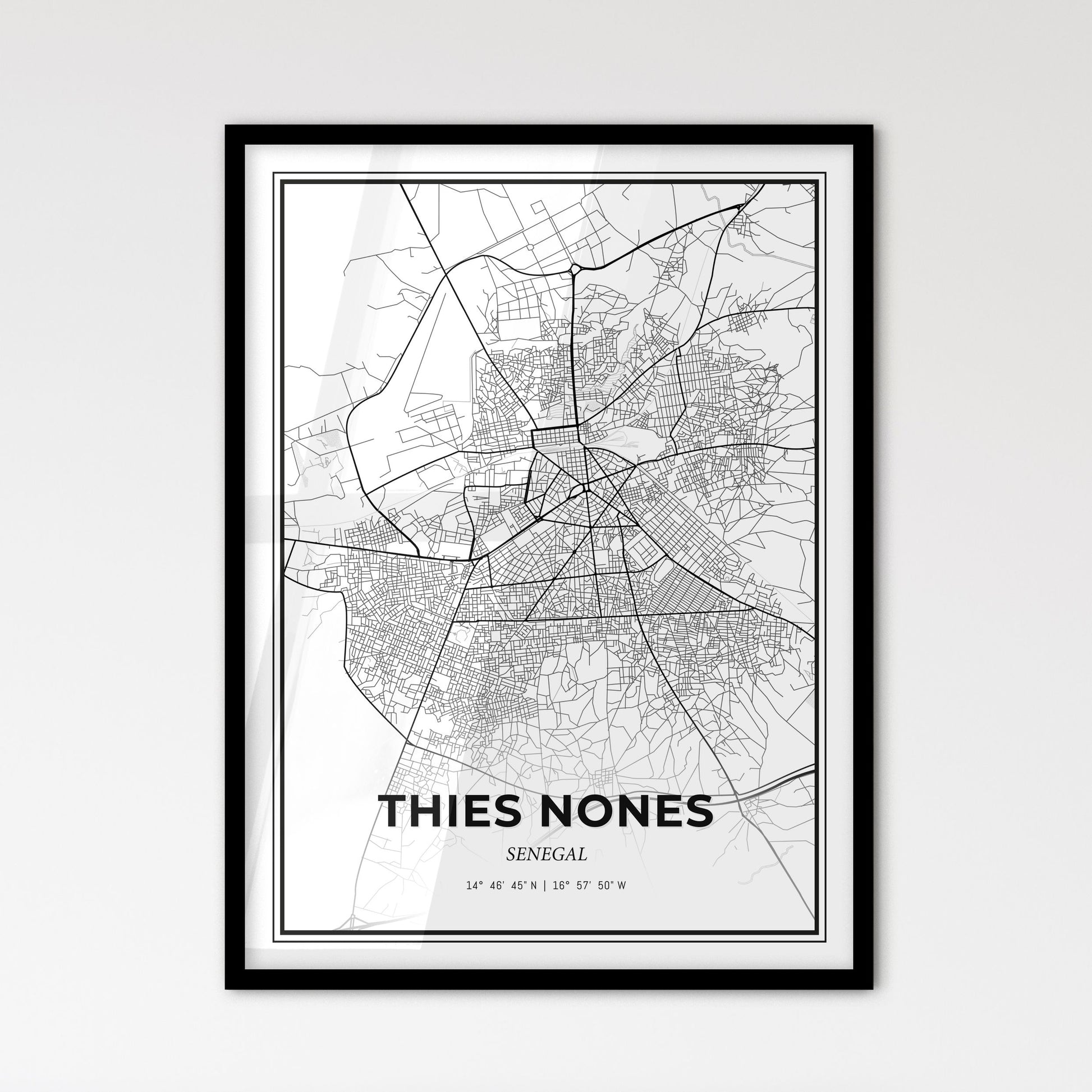 Thies Nones Senegal - Scandinavian Style City Map for Modern Home Decor