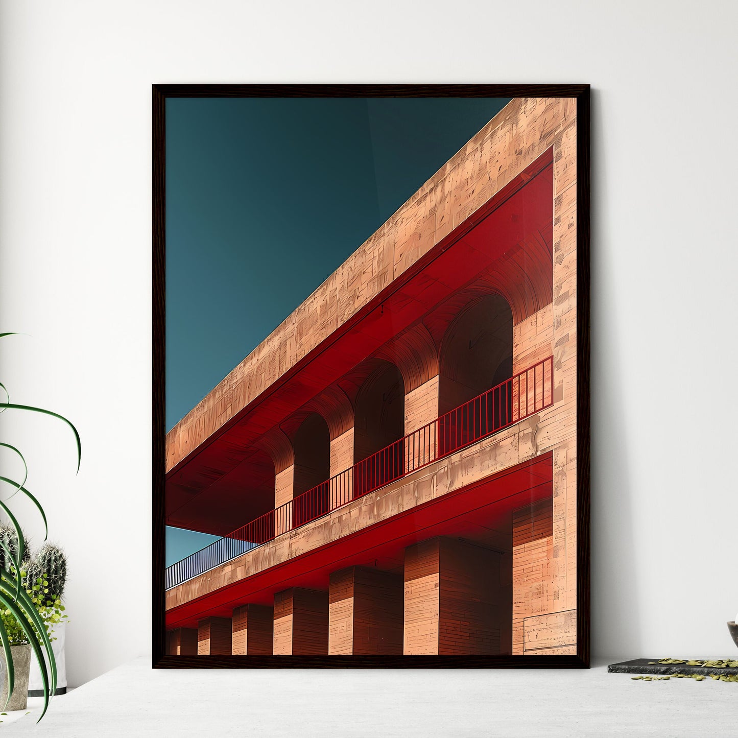 Pantone Color Architecture Art-Photo: Focus on Rooftop, Minimal Building with Balcony Default Title