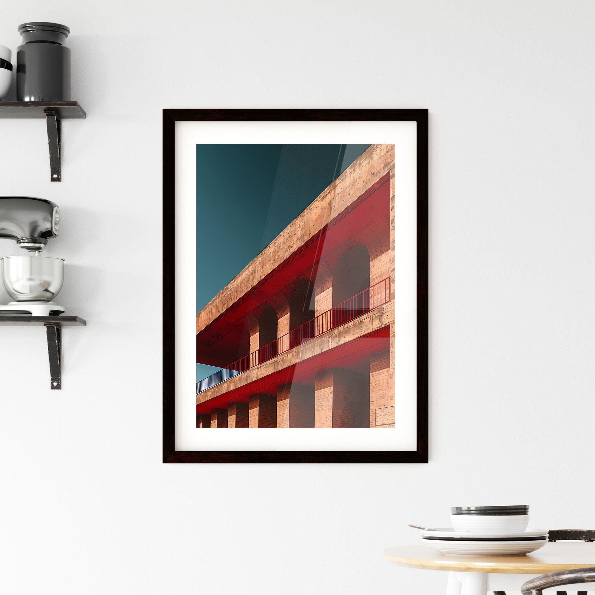 Pantone Color Architecture Art-Photo: Focus on Rooftop, Minimal Building with Balcony Default Title