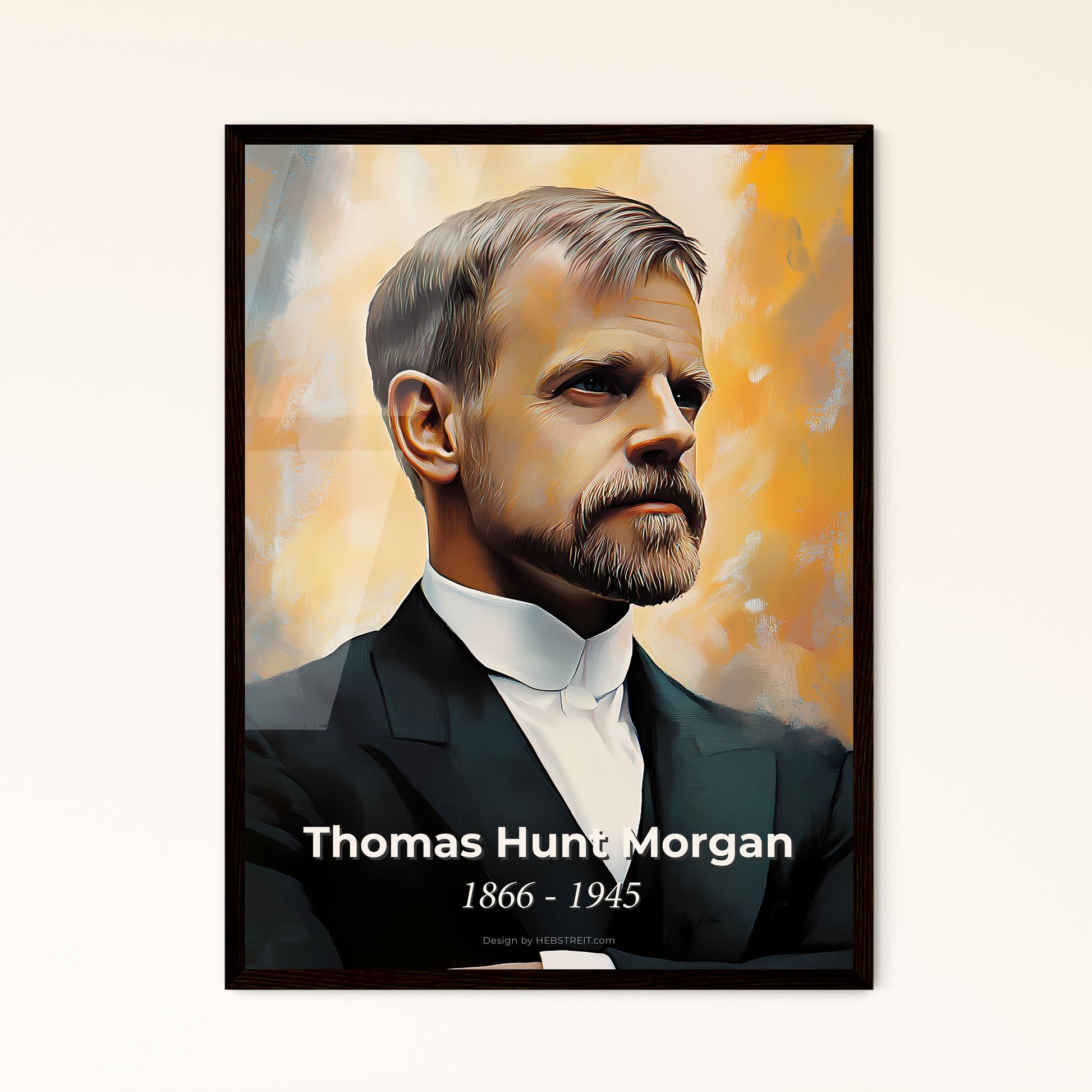 Portrait of Thomas Hunt Morgan, 1866 - 1945. Impressionistic painting of a man in a suit.