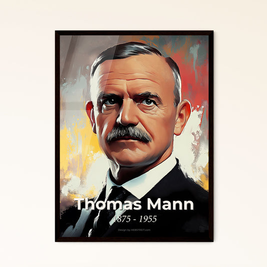 Portrait of Thomas Mann, 1875 - 1955. Impressionistic painting of a man with a mustache.