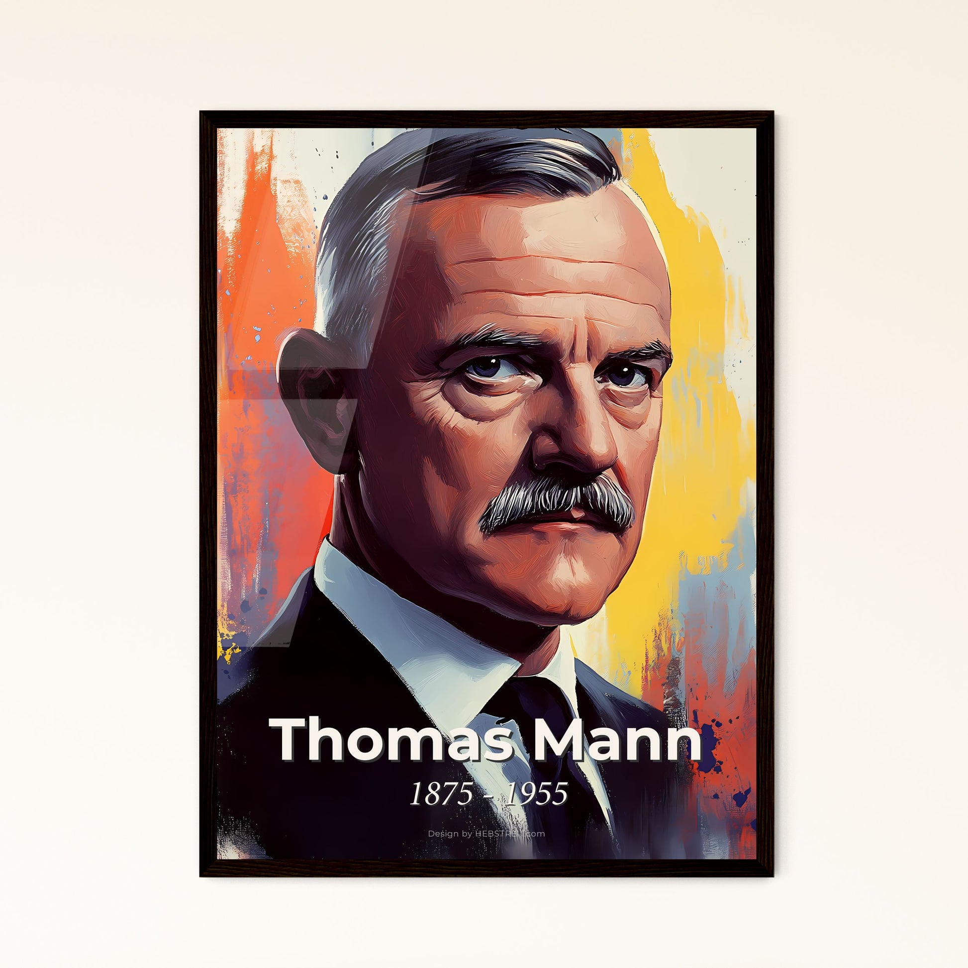 Portrait of Thomas Mann, 1875 - 1955. Impressionistic painting of a man with a mustache.