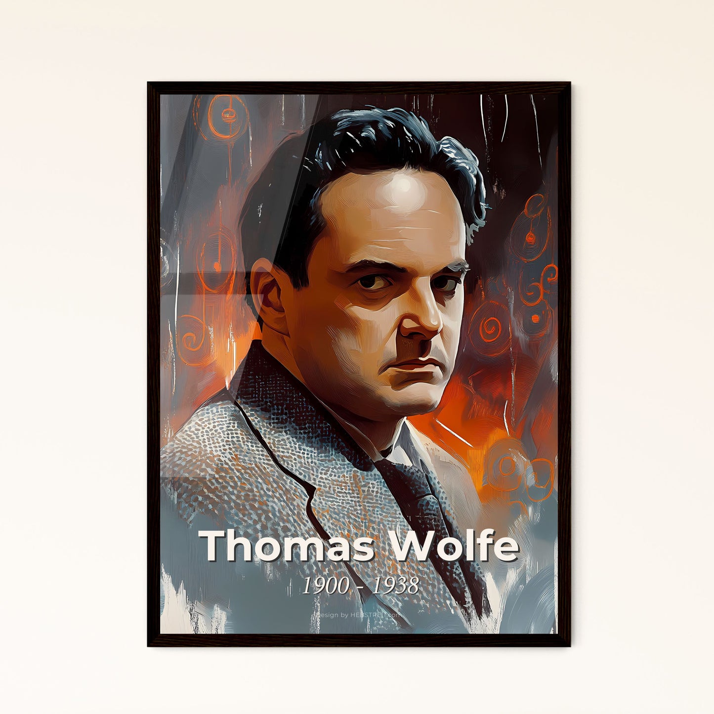 Portrait of Thomas Wolfe, 1900 - 1938. Impressionistic painting of a man in a suit.