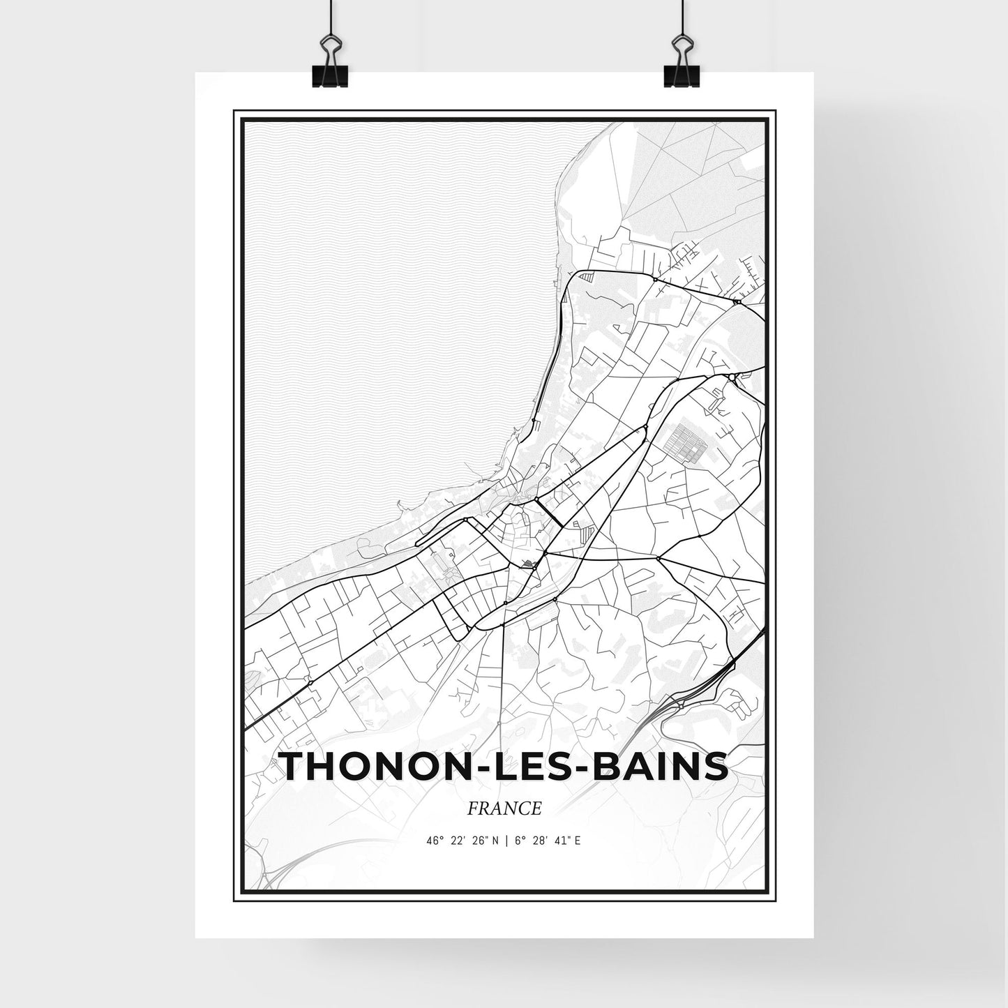 Thonon-les-Bains France - Premium City Map Poster