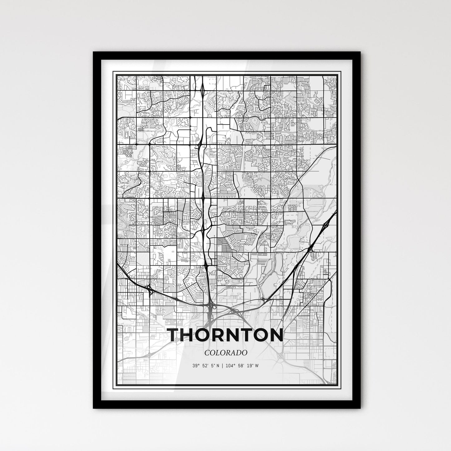 Thornton Colorado - Scandinavian Style City Map for Modern Home Decor