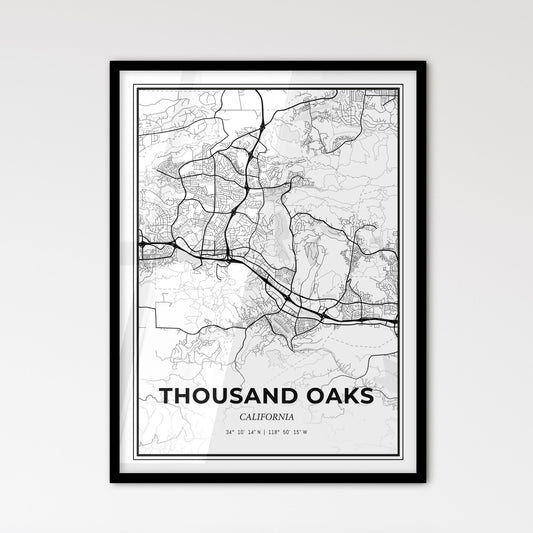 Thousand Oaks California - Scandinavian Style City Map for Modern Home Decor