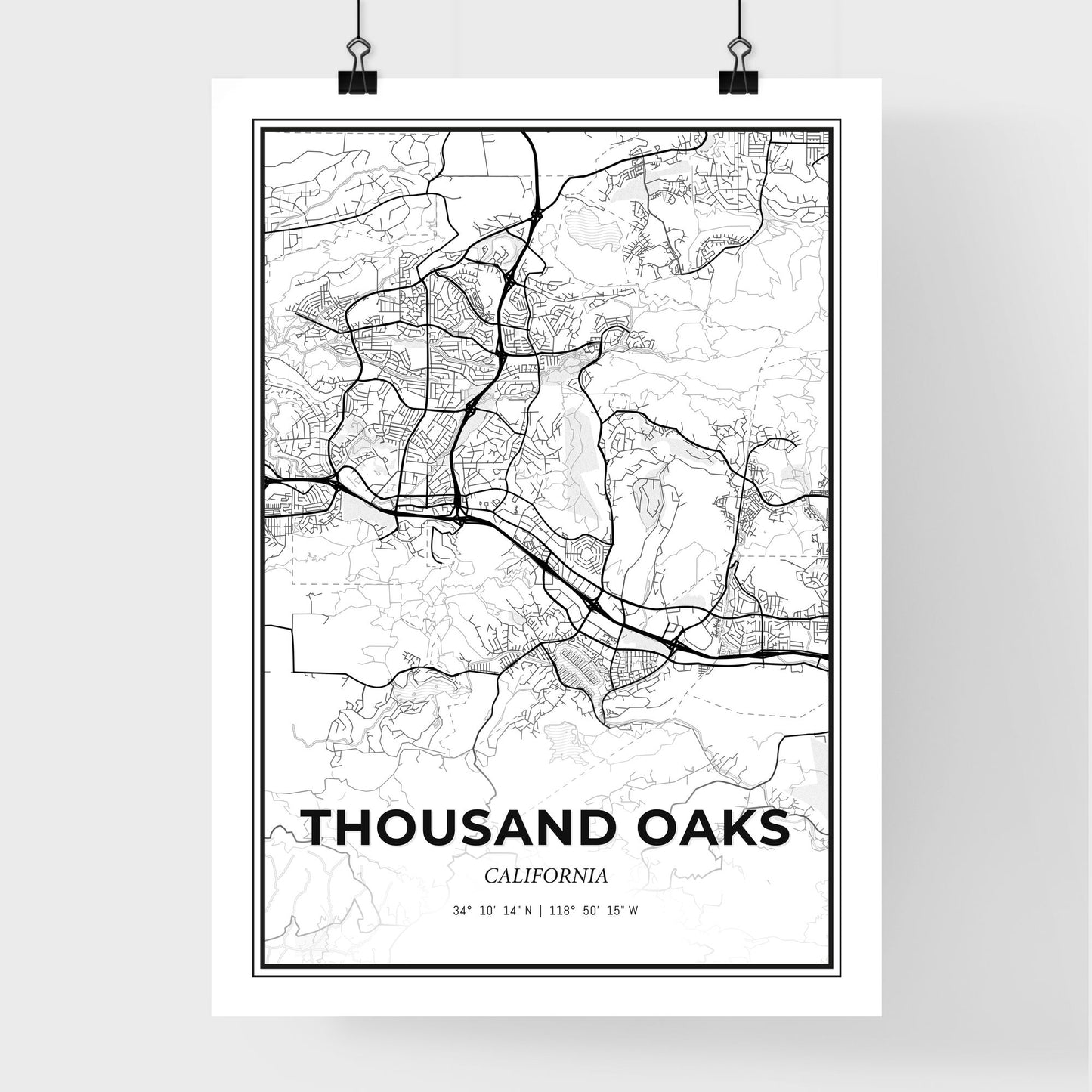 Thousand Oaks California - Premium City Map Poster