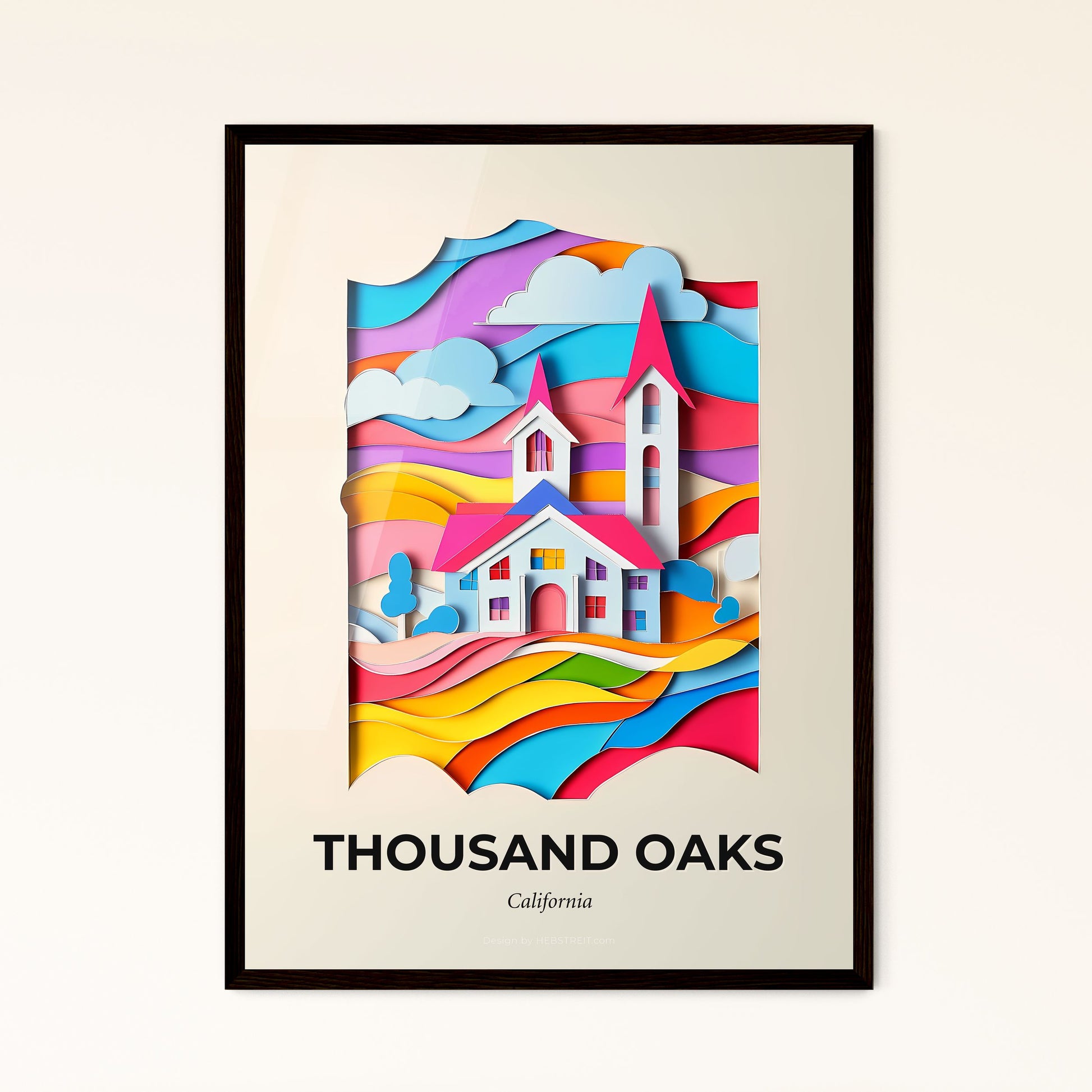 Vivid Thousand Oaks, California - a church with a rainbow colored sky and clouds