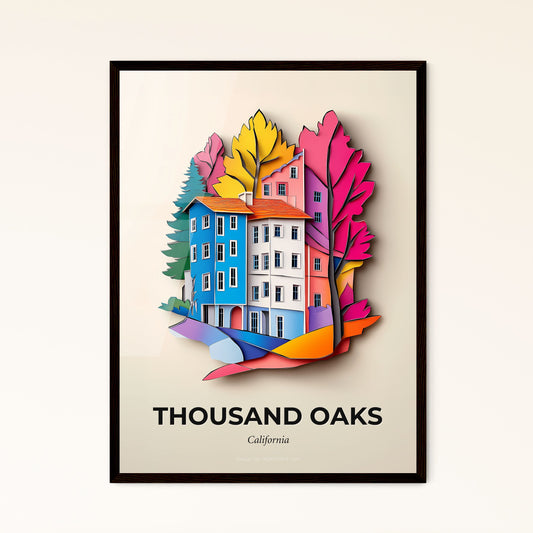 Vivid Thousand Oaks, California - a paper cut of a house with trees