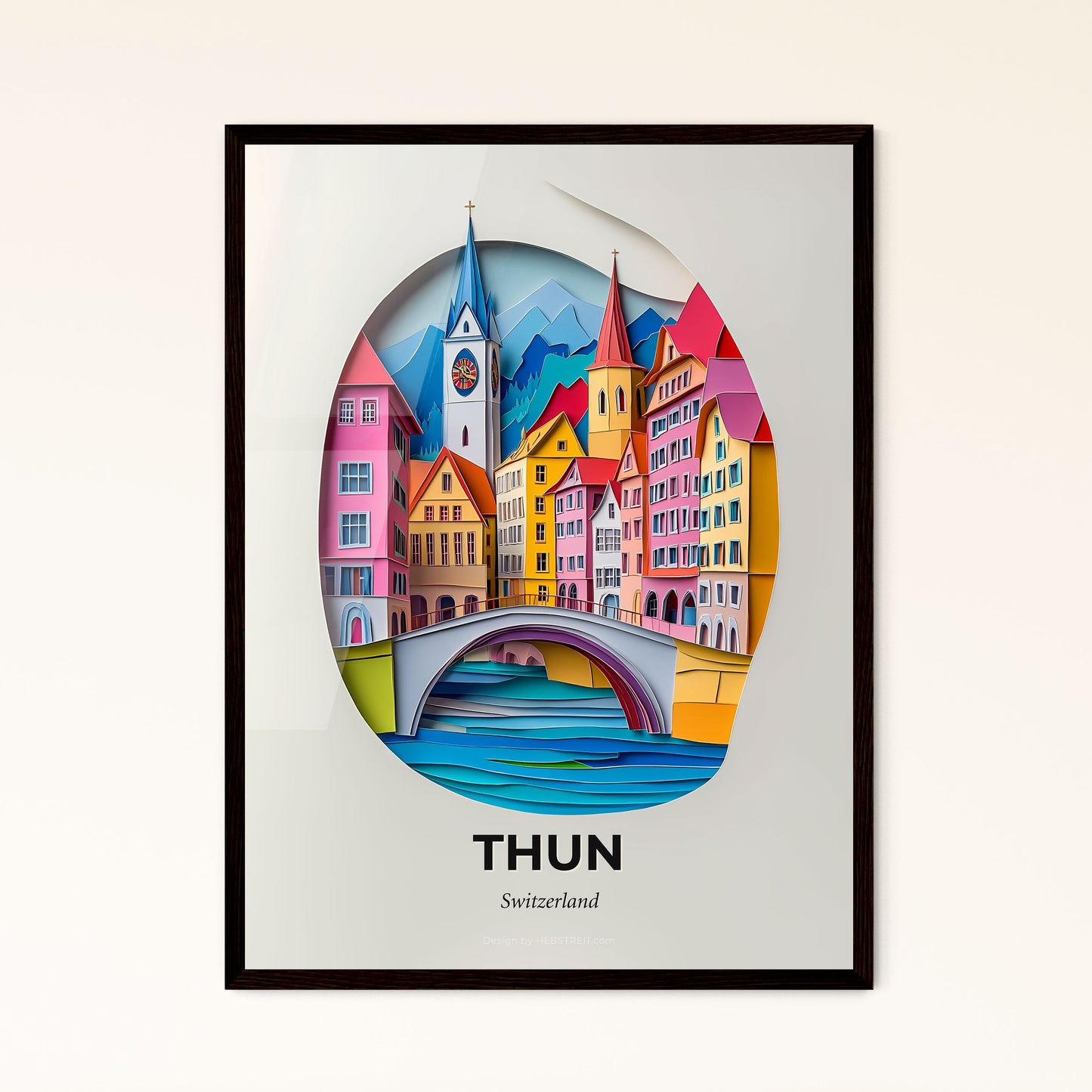 Vivid Thun, Switzerland - a paper cut of a city with a bridge