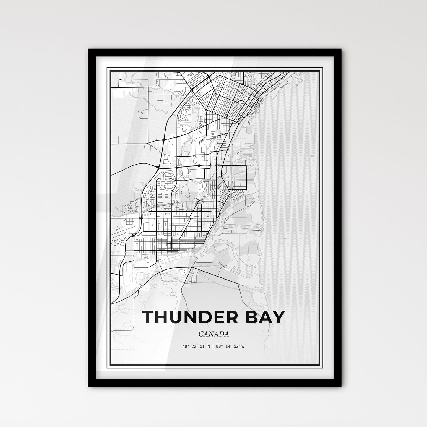 Thunder Bay Canada - Scandinavian Style City Map for Modern Home Decor