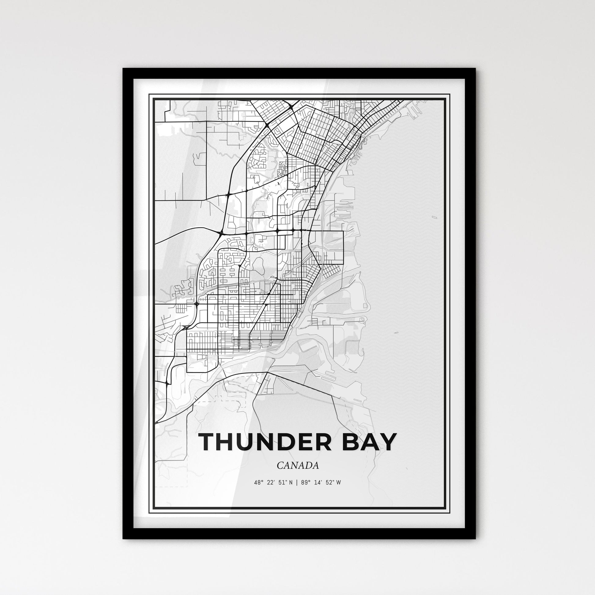 Thunder Bay Canada - Scandinavian Style City Map for Modern Home Decor