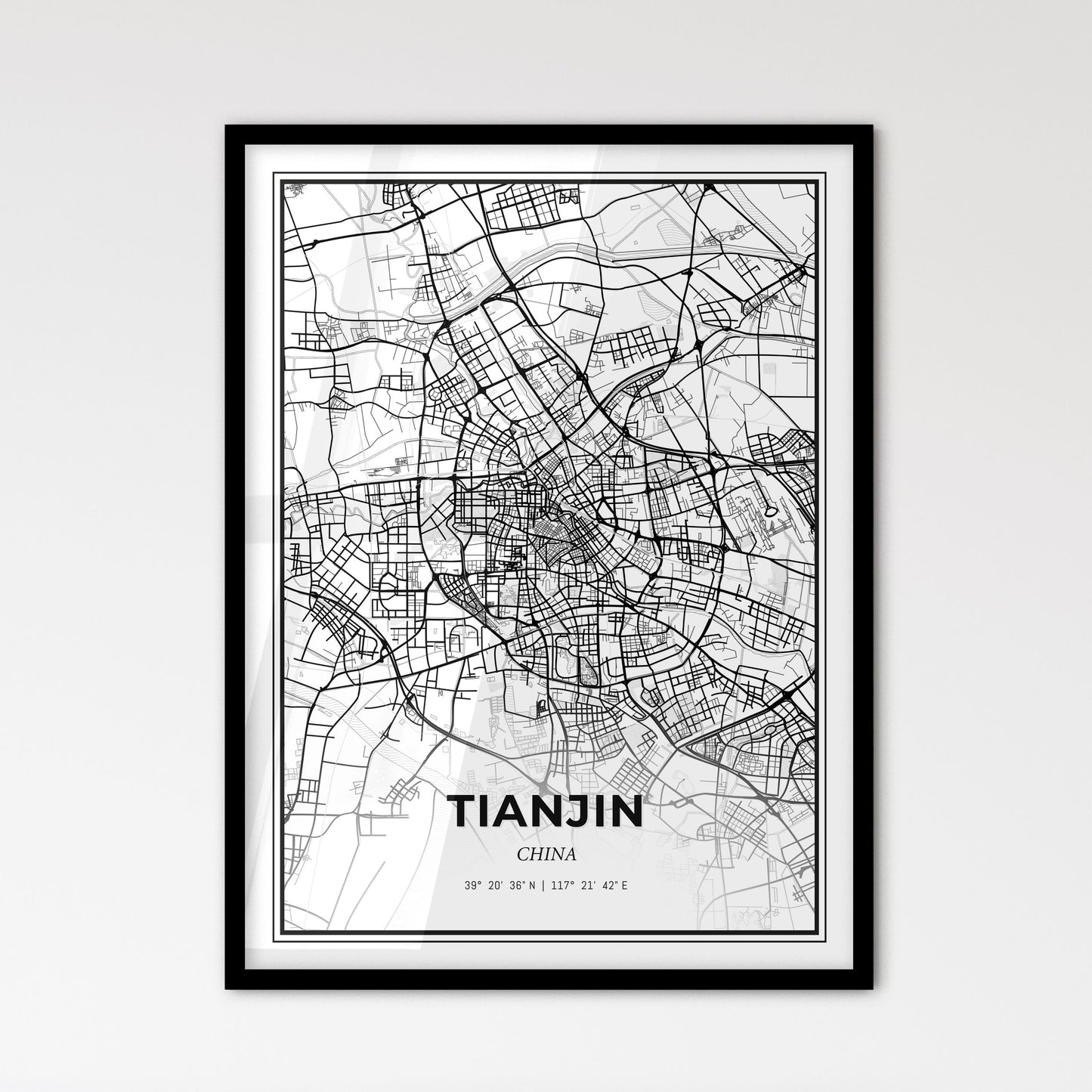 Tianjin China - Scandinavian Style City Map for Modern Home Decor