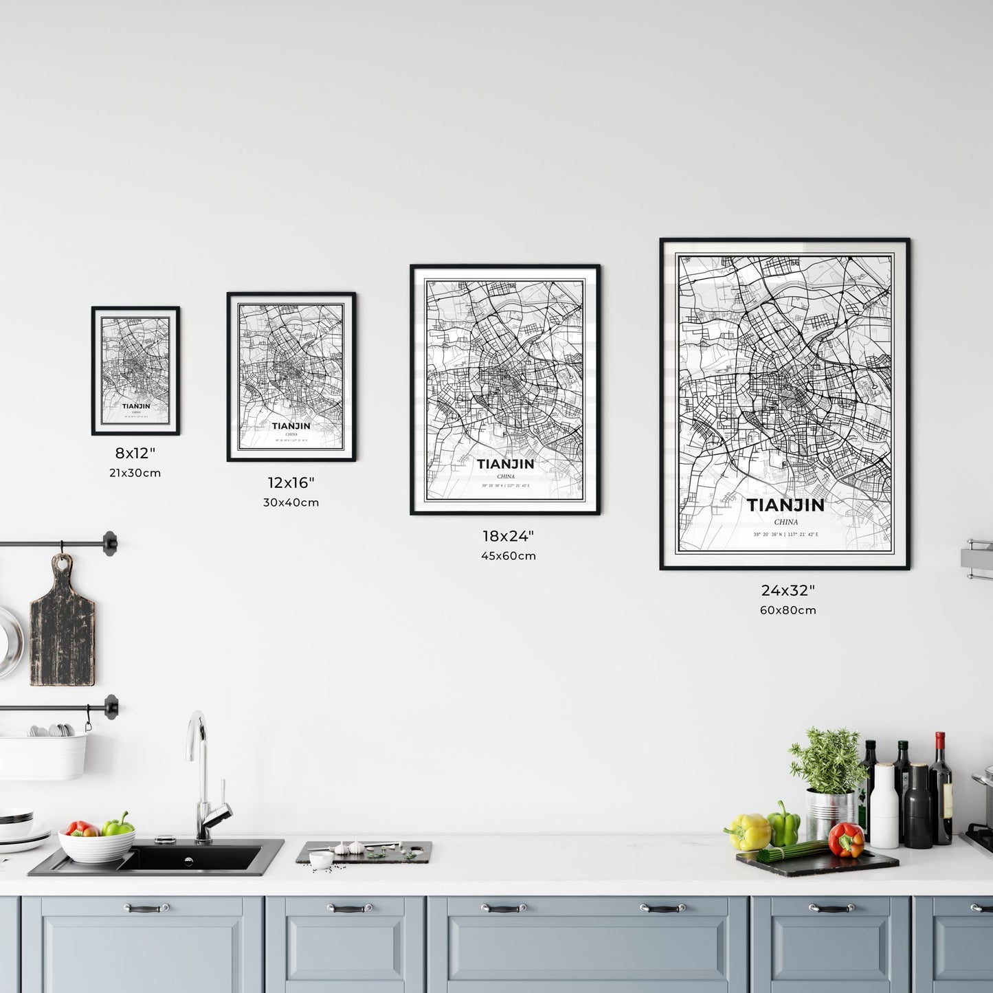 Tianjin China - Customizable Modern City Map