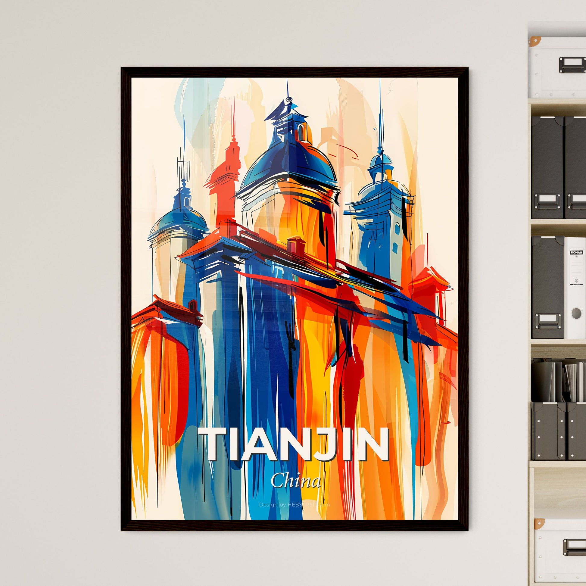 Vibrant Tianjin, China - A Colorful Painting Of A Castle