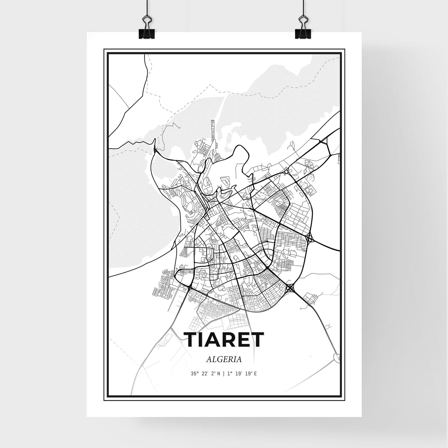 Tiaret Algeria - Premium City Map Poster