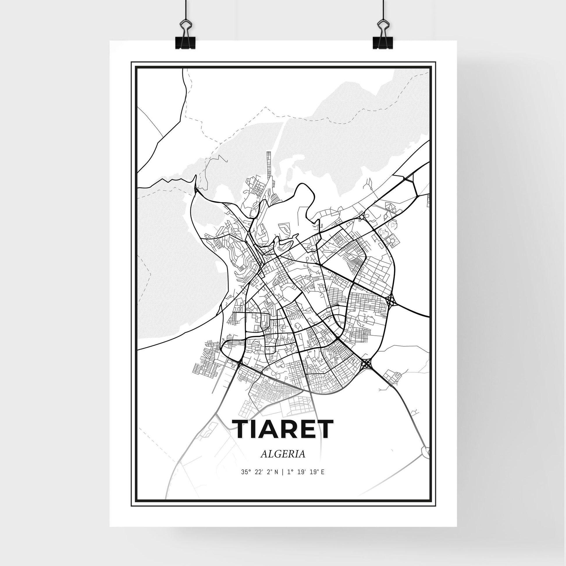 Tiaret Algeria - Premium City Map Poster