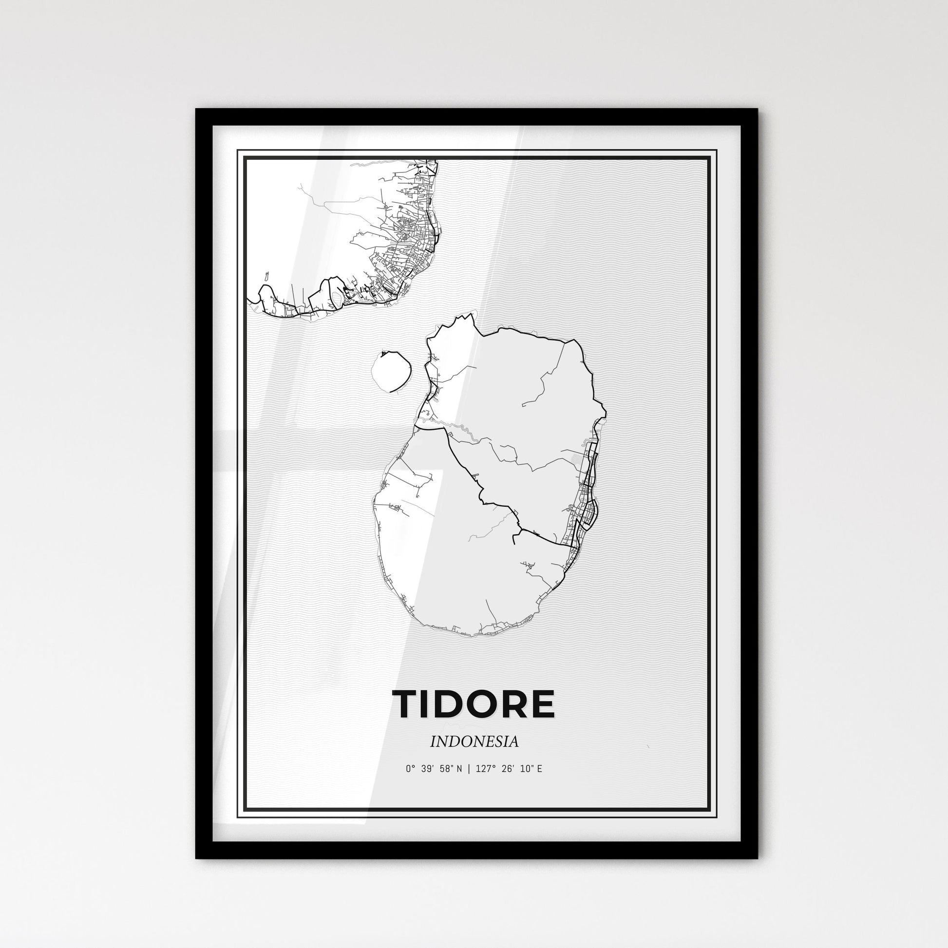 Tidore Indonesia - Scandinavian Style City Map for Modern Home Decor