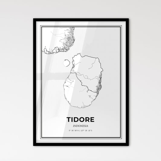 Tidore Indonesia - Scandinavian Style City Map for Modern Home Decor