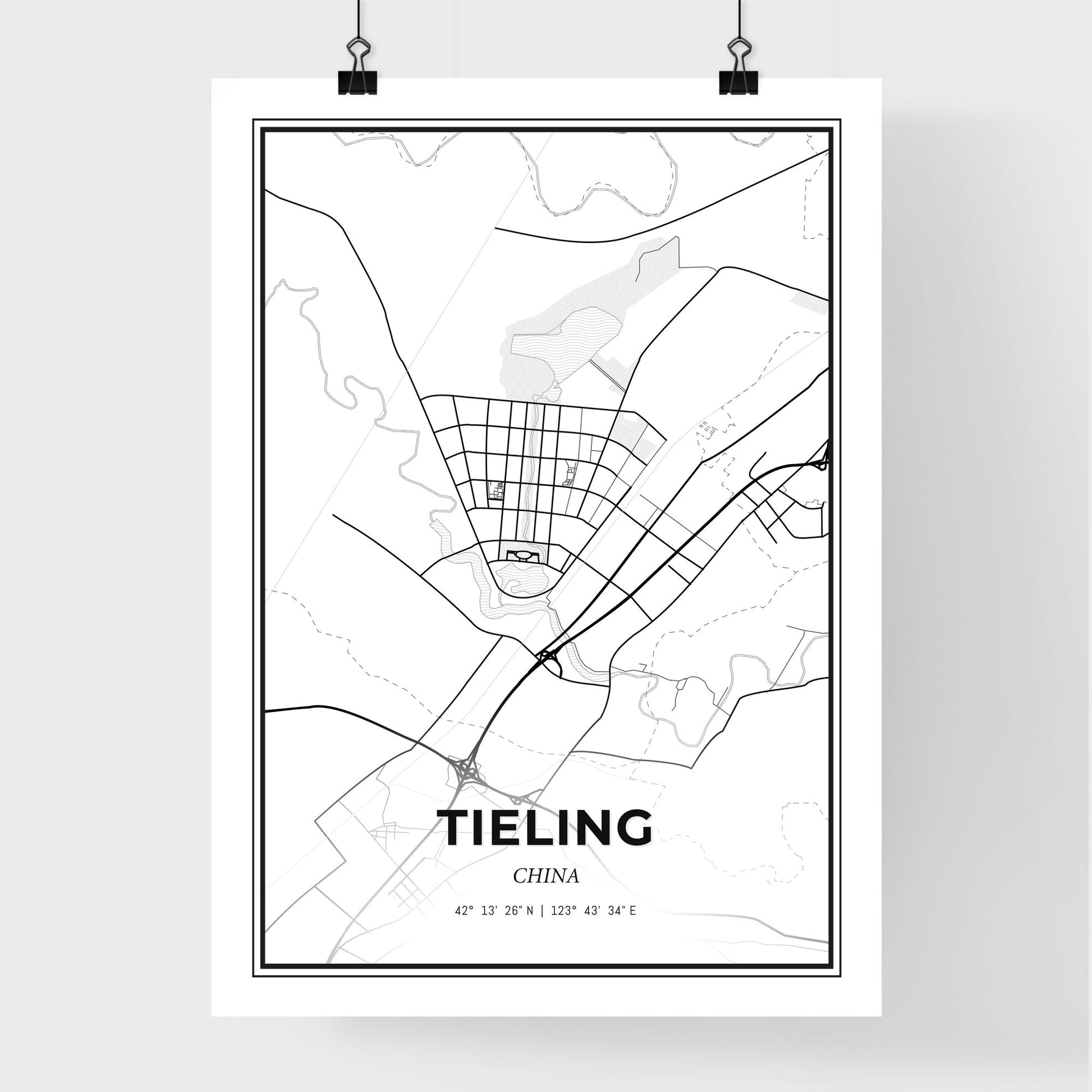 Tieling China - Premium City Map Poster