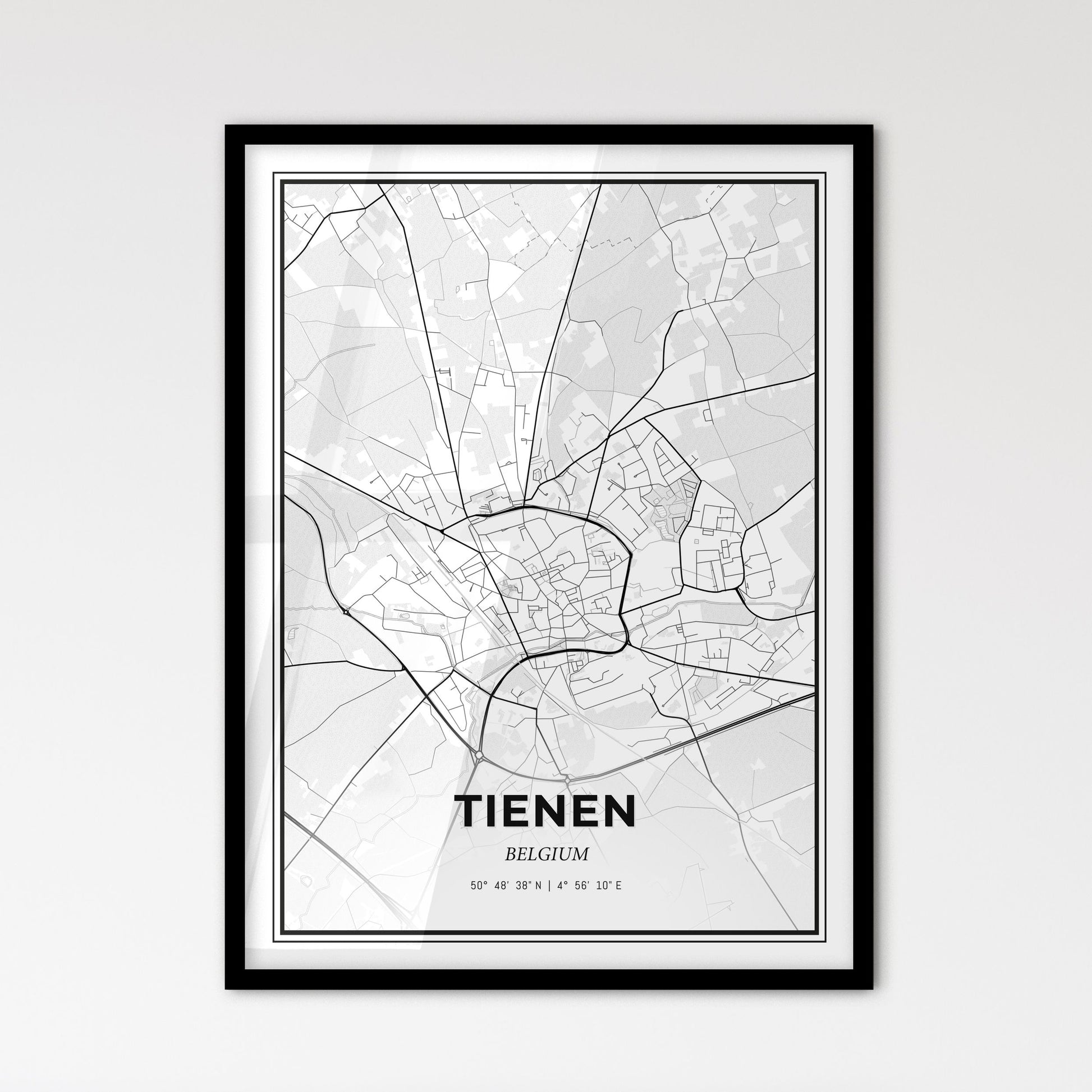 Tienen  Belgium - Scandinavian Style City Map for Modern Home Decor