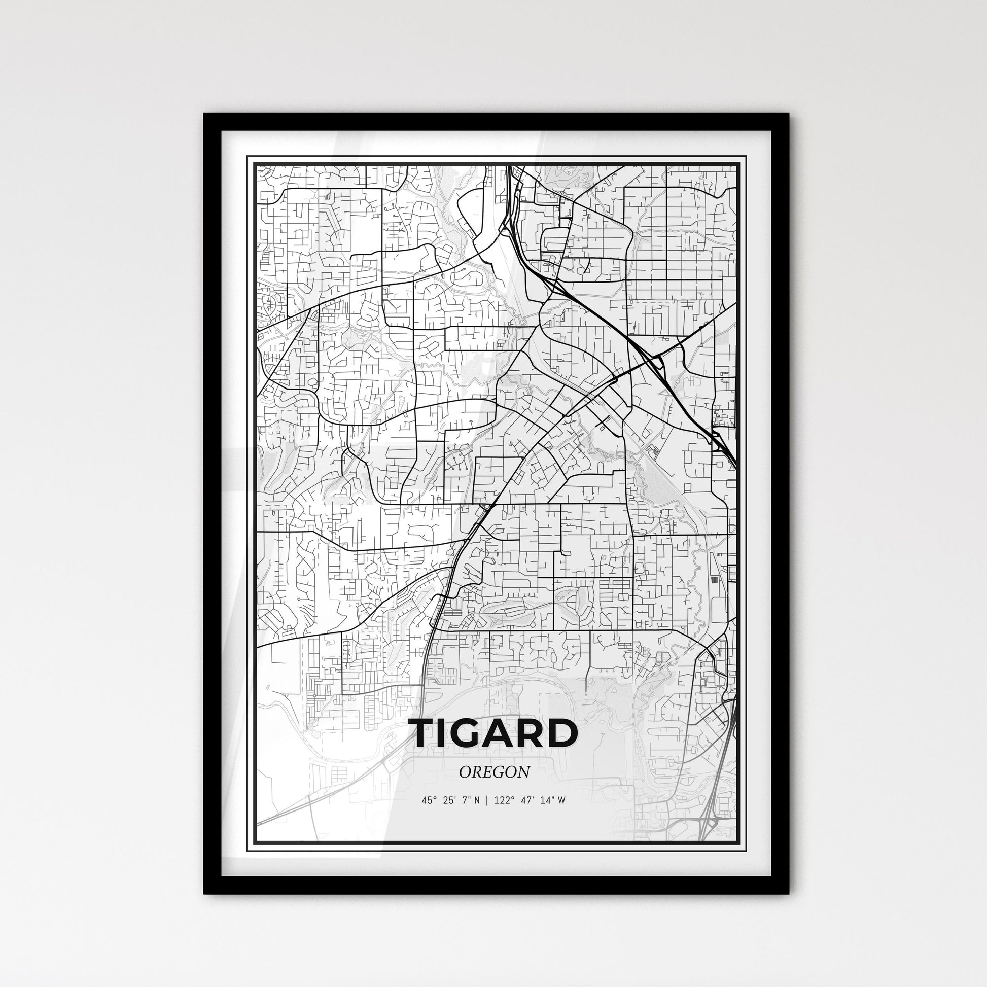 Tigard Oregon - Scandinavian Style City Map for Modern Home Decor