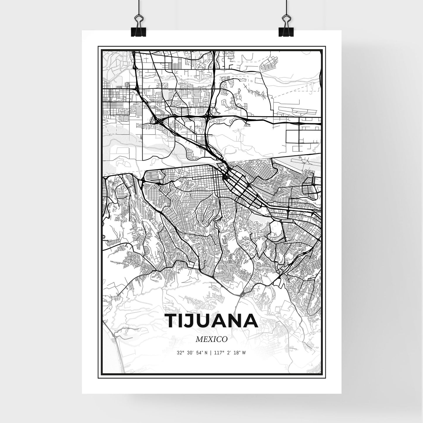 Tijuana Mexico - Premium City Map Poster