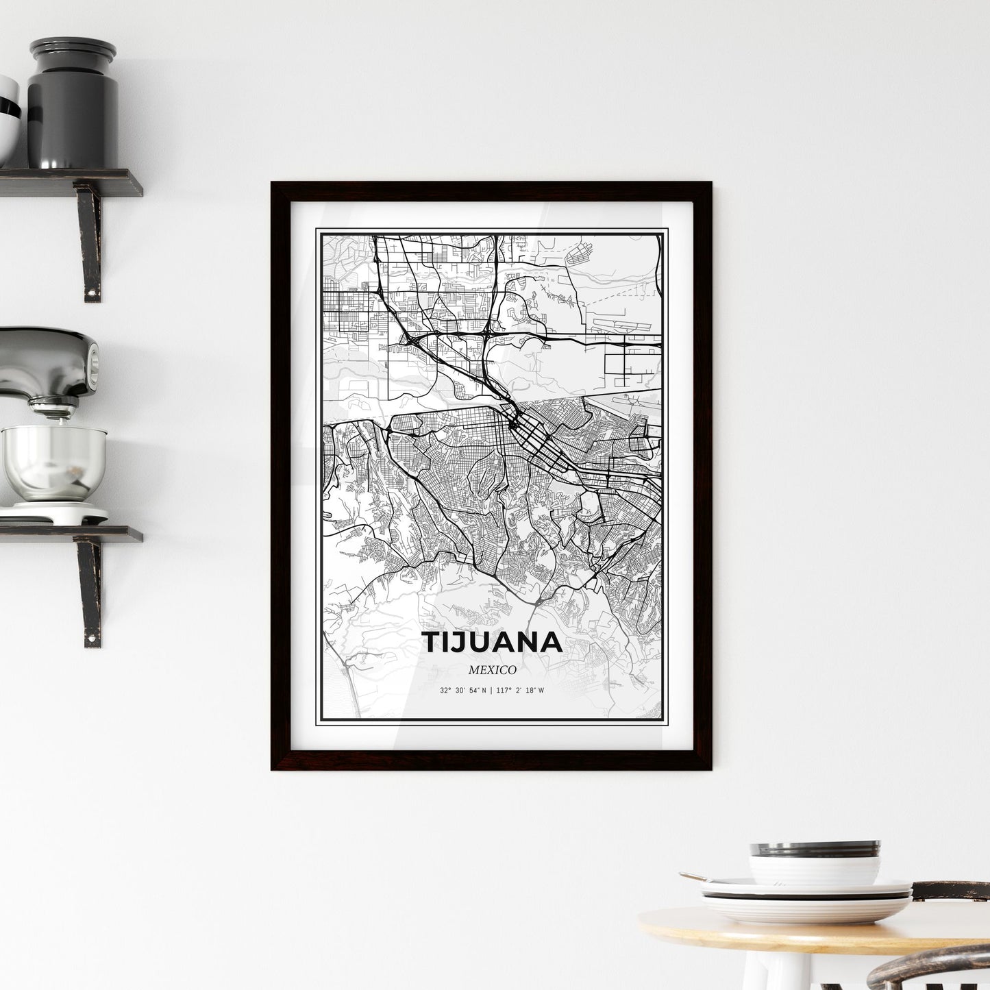 Tijuana Mexico - Minimal City Map